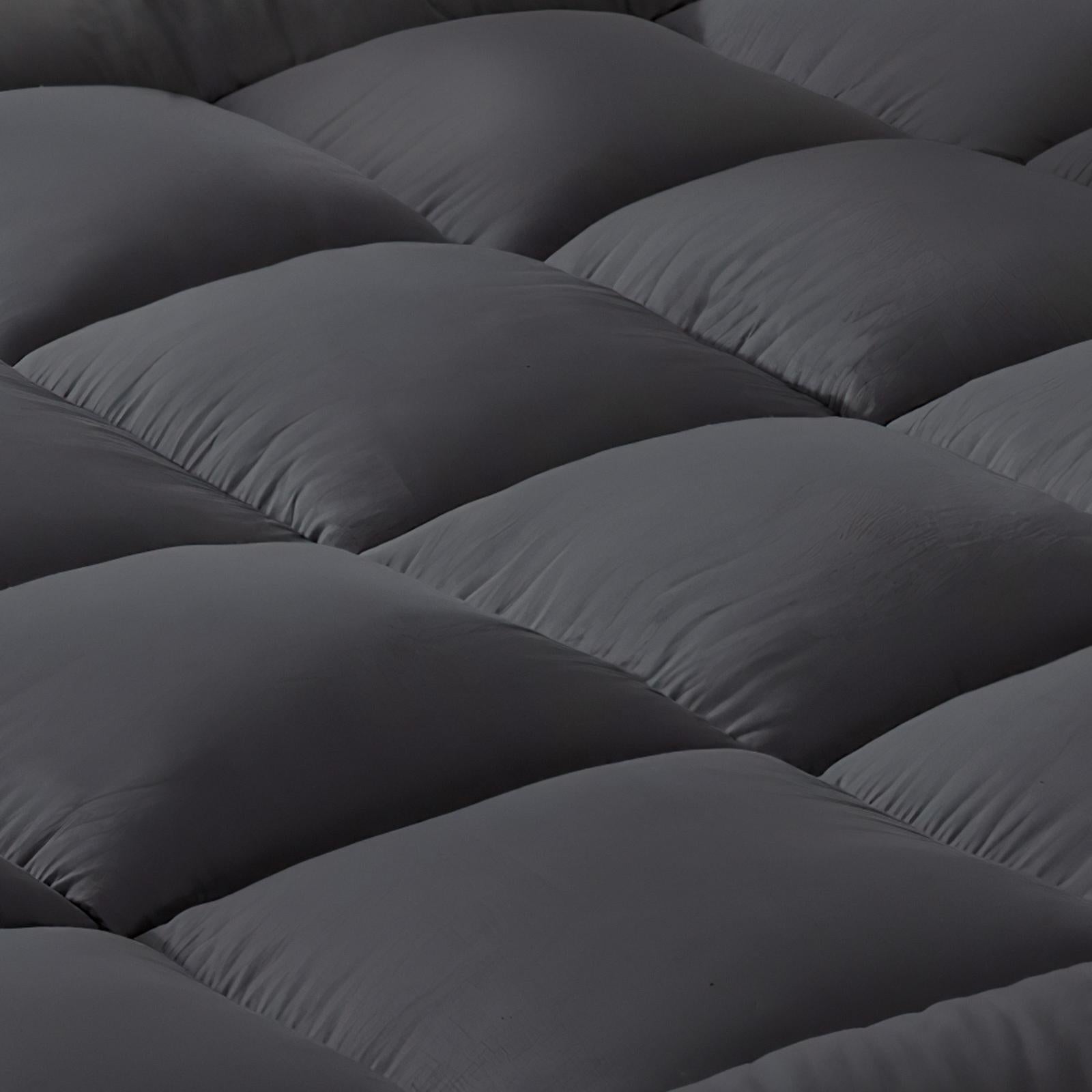 Bedra Bedding Bamboo Charcoal Pillowtop Mattress Topper Protector Cover Double
