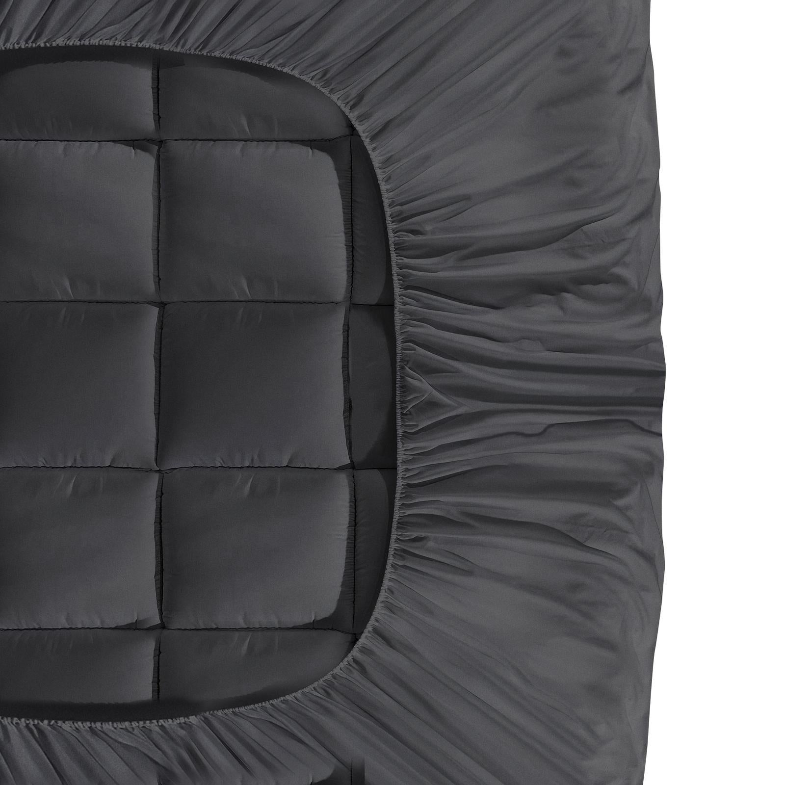 Bedra Bedding Bamboo Charcoal Pillowtop Mattress Topper Protector Cover Double