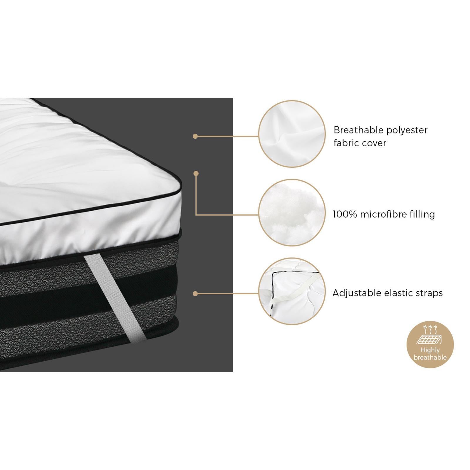 Bedra Pillowtop Mattress Topper Pad Double Microfibre Luxury Protector Cover