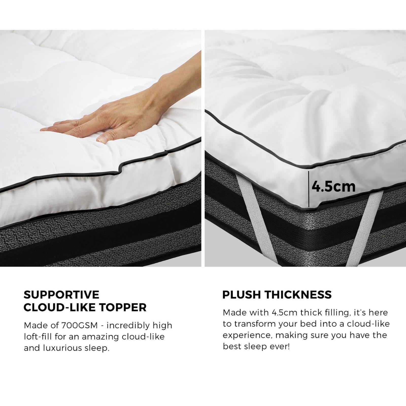 Bedra Pillowtop Mattress Topper Pad Double Microfibre Luxury Protector Cover