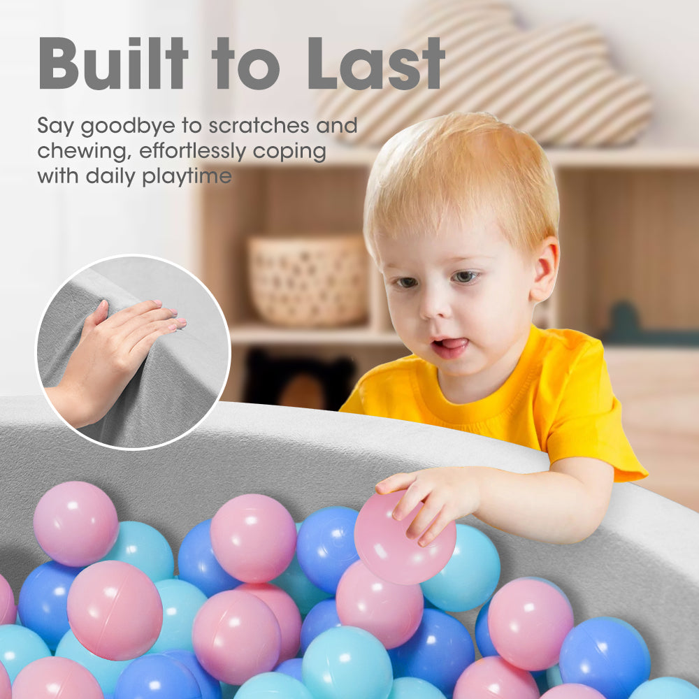 PlayPals Foam Ball Pit Soft Round Ball Pool Playpen Fence with 200 Balls Grey - Sunyee