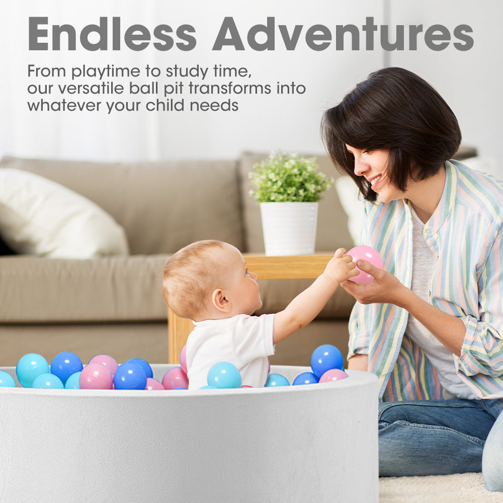 PlayPals Foam Ball Pit Soft Round Ball Pool Playpen Fence with 200 Balls Grey - Sunyee