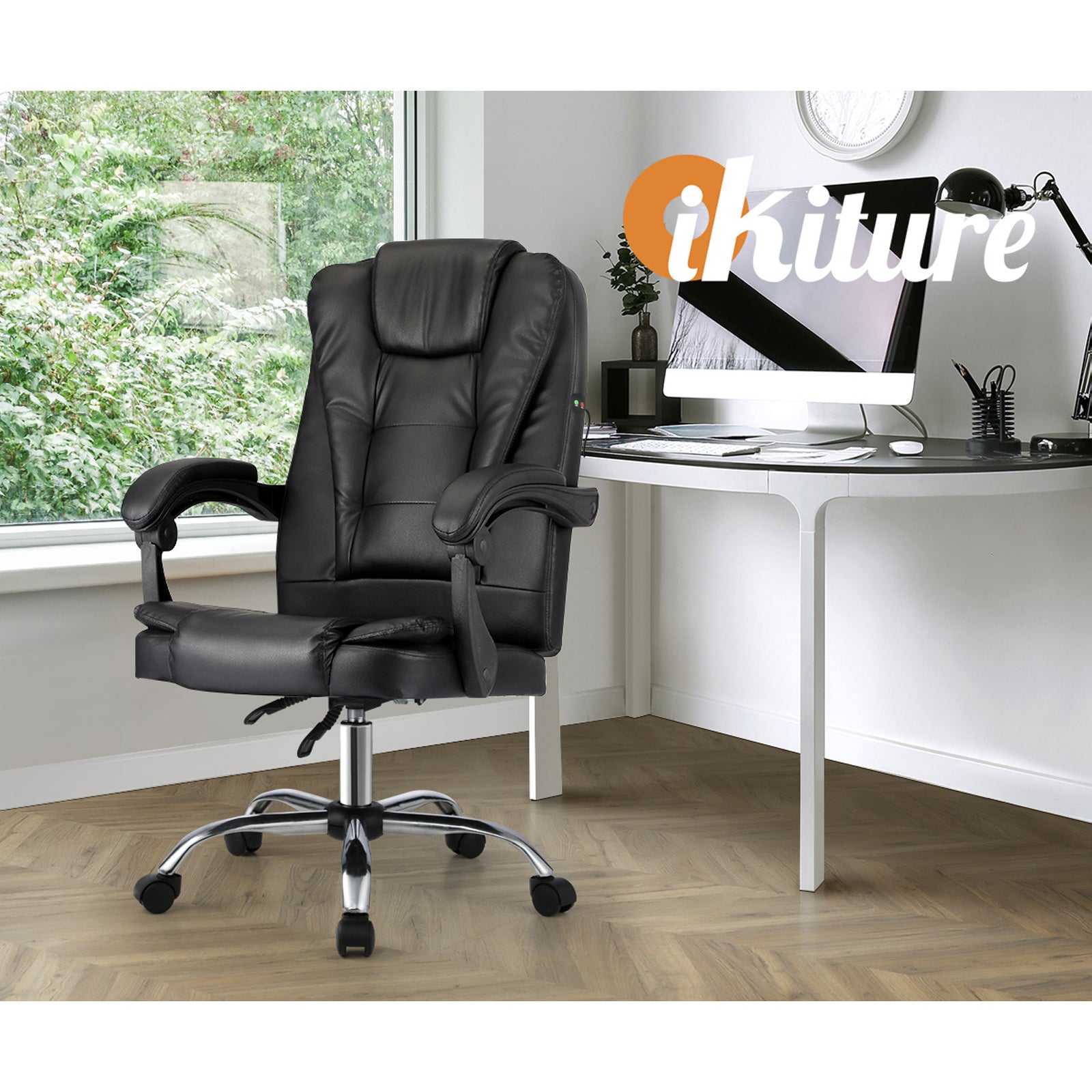 Oikiture Massage Office Chair Executive Gaming Racing Chairs Recliner Seat PU