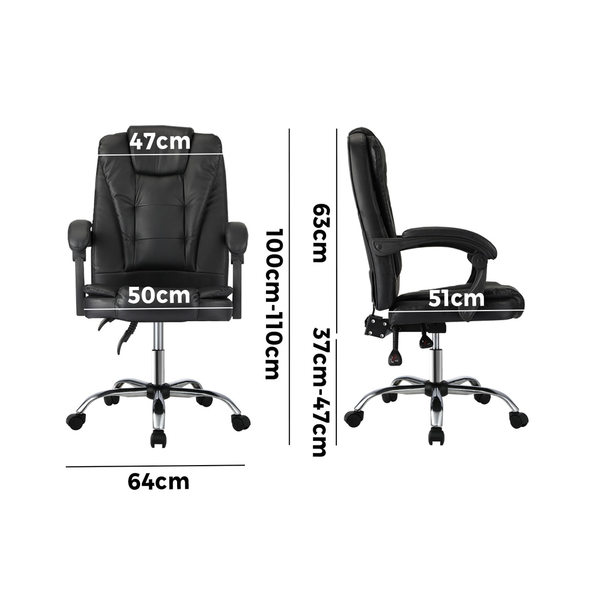 Oikiture Massage Office Chair Executive Gaming Racing Chairs Recliner Seat PU