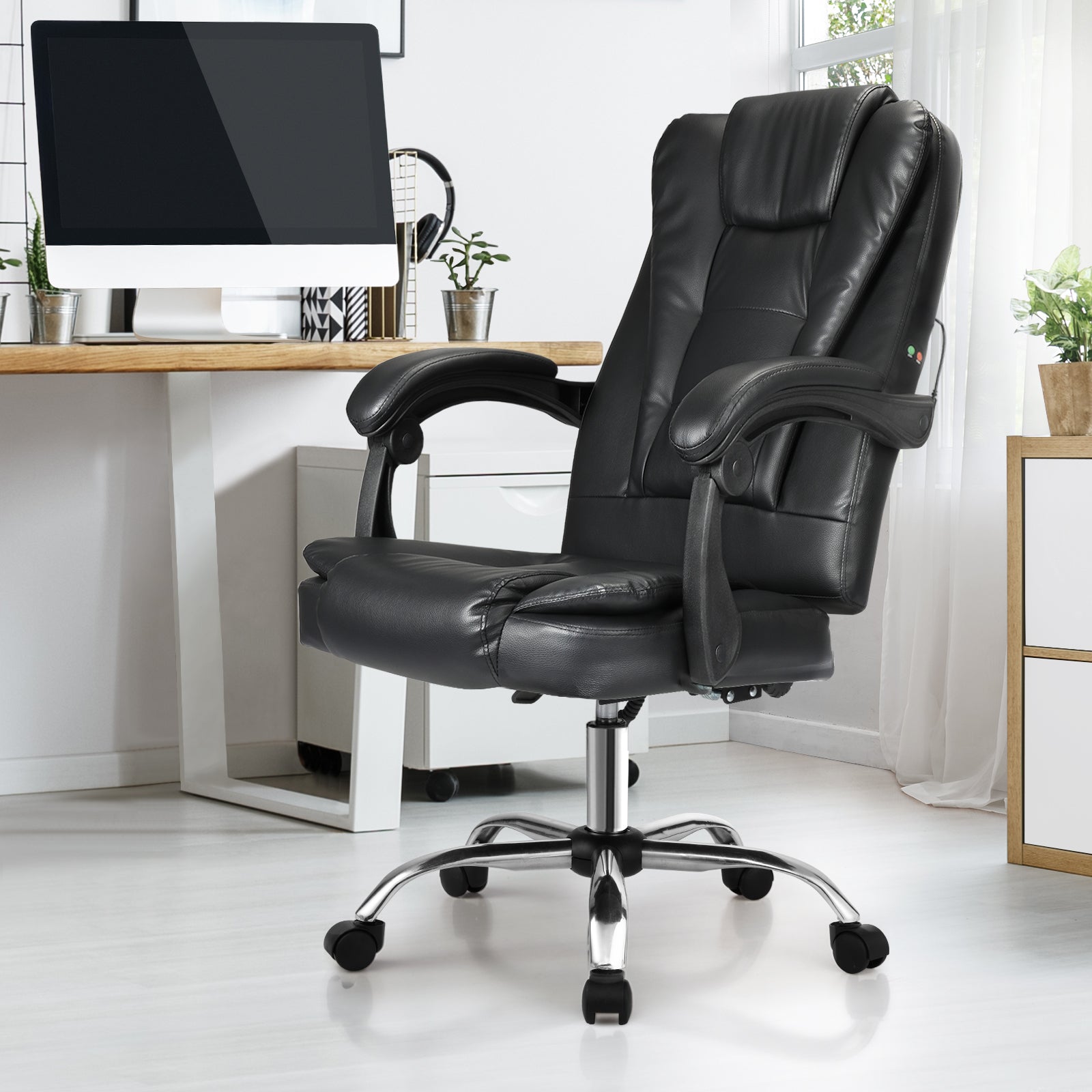 Oikiture Massage Office Chair Executive Gaming Racing Chairs Recliner Seat PU