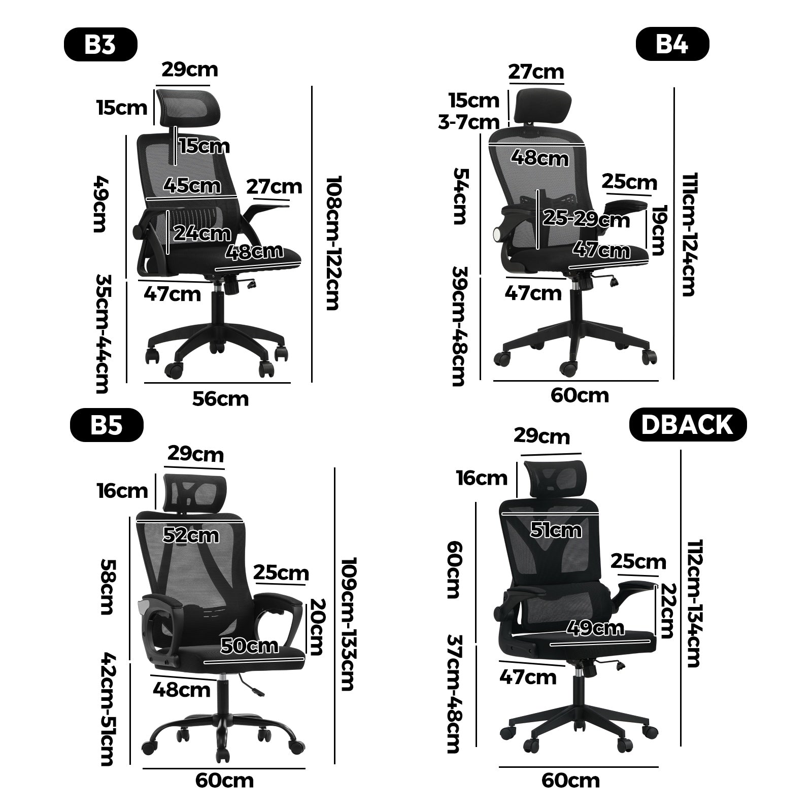 Oikiture Mesh Office Chair Executive Fabric Gaming Work Study Seat Computer - Sunyee