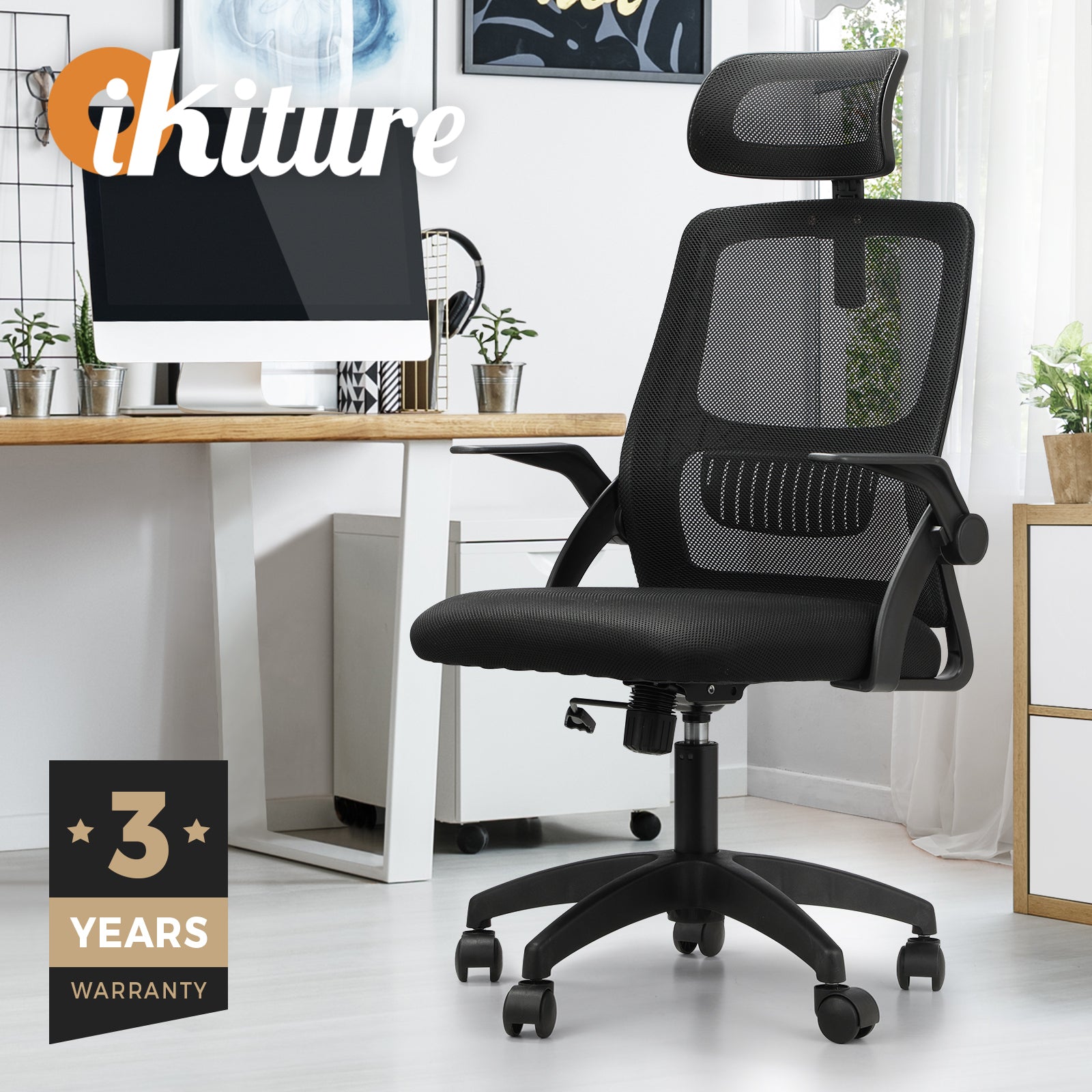 Oikiture Mesh Office Chair Executive Fabric Gaming Work Study Seat Computer - Sunyee
