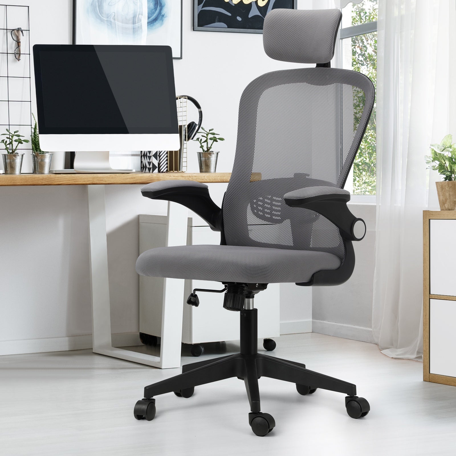 Oikiture Mesh Office Chair Executive Fabric Gaming Work Study Seat Computer - Sunyee