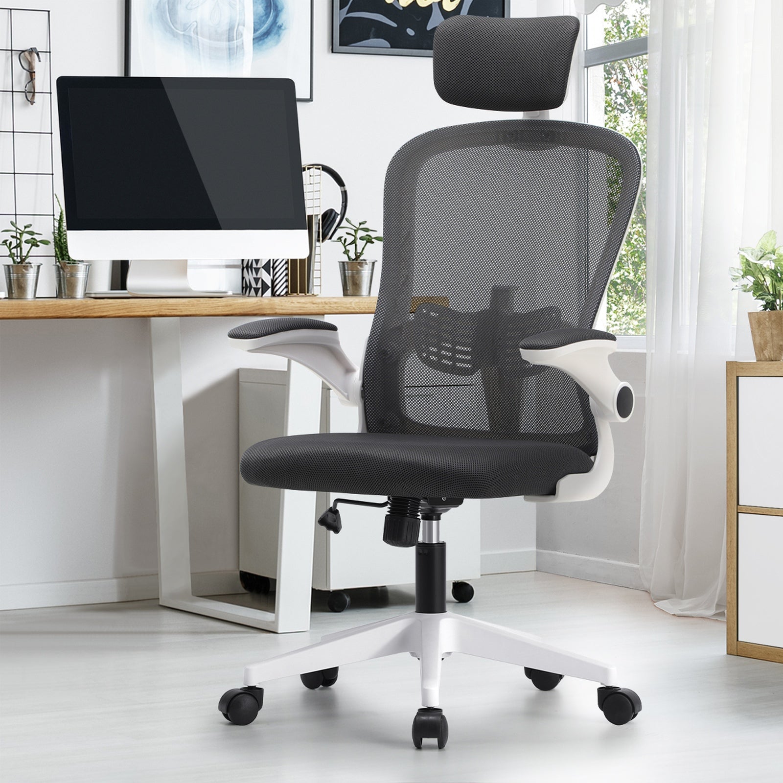 Oikiture Mesh Office Chair Executive Fabric Gaming Work Study Seat Computer - Sunyee