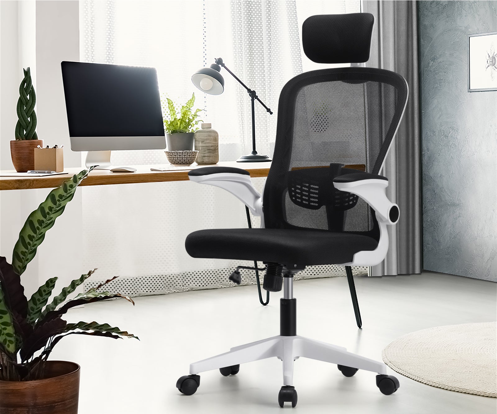 Oikiture Mesh Office Chair Executive Fabric Gaming Seat Racing Tilt Co