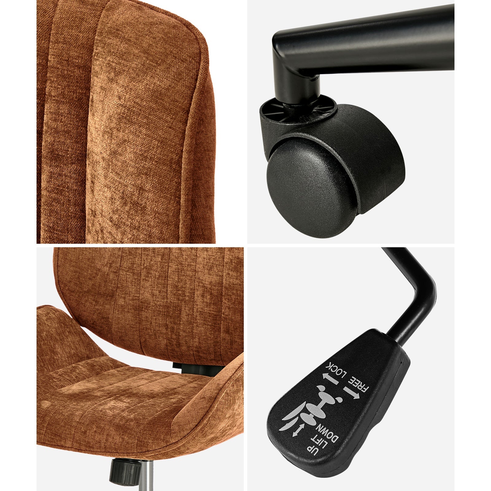 Oikiture Armless Office Chair Mid Back Swivel Gaming Desk Chair w/ Wheels Orange