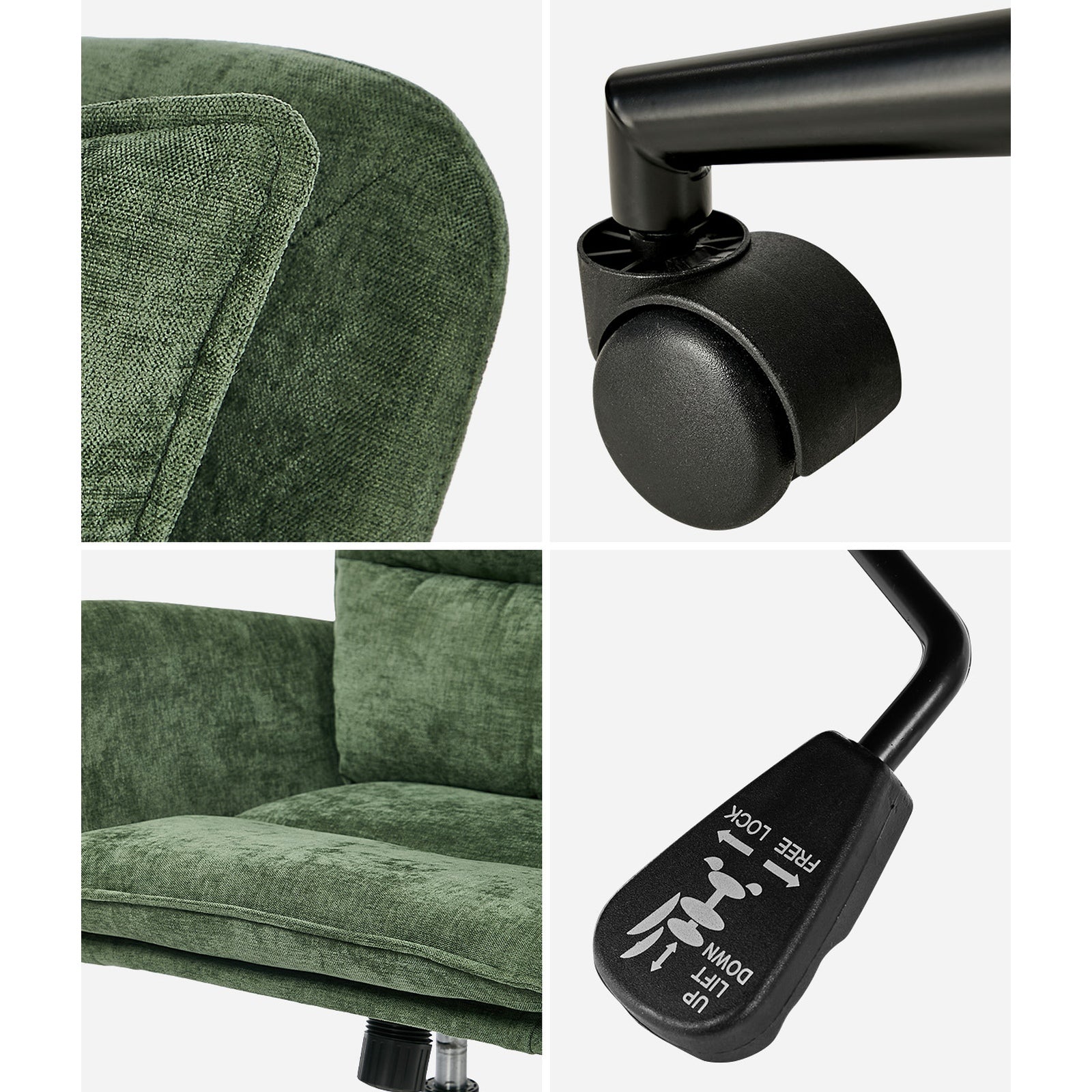Oikiture Mid Back Office Chair Swivel Desk Chair Wide Seat Armrest Green
