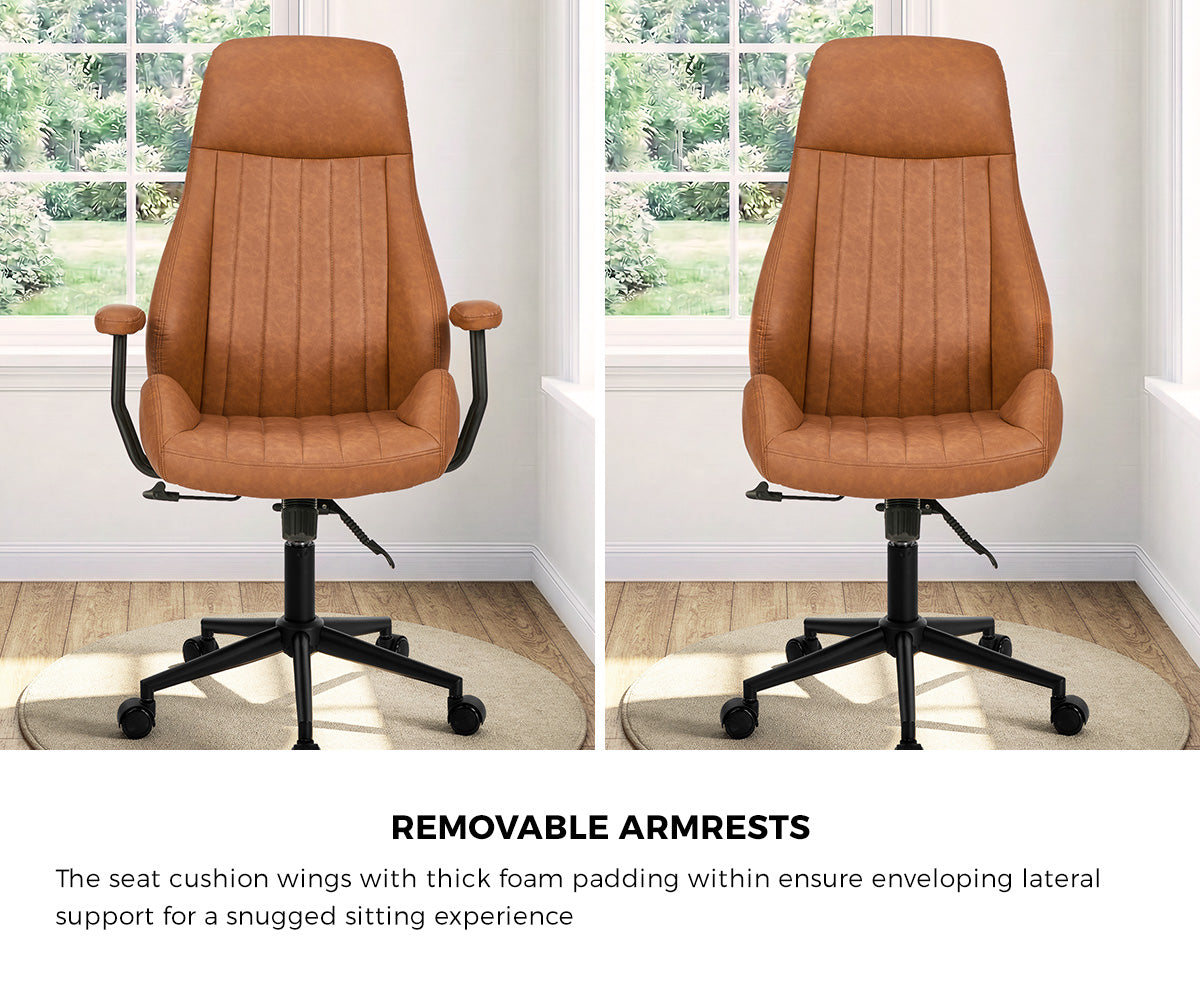 Oikiture Office Chair High Back Swivel Rolling Gaming Computer Chairs Brown