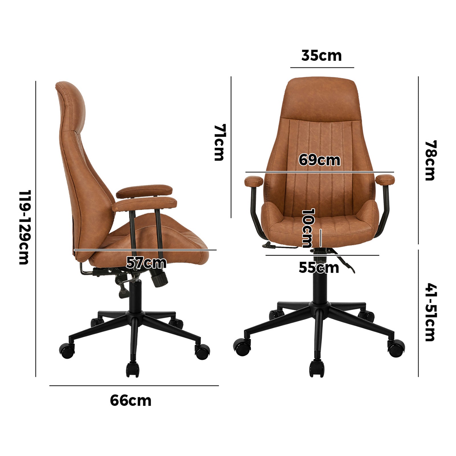 Oikiture Office Chair High Back Swivel Rolling Gaming Computer Chairs Brown