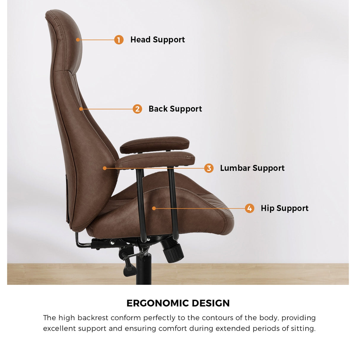 Oikiture Office Chair High Back Swivel Rolling Gaming Computer Chairs Dark Brown - Sunyee