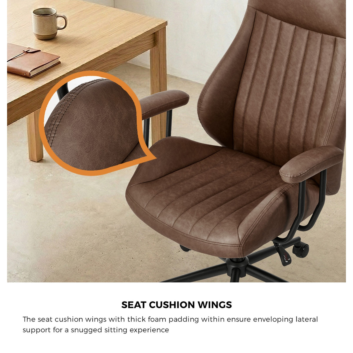 Oikiture Office Chair High Back Swivel Rolling Gaming Computer Chairs Dark Brown - Sunyee