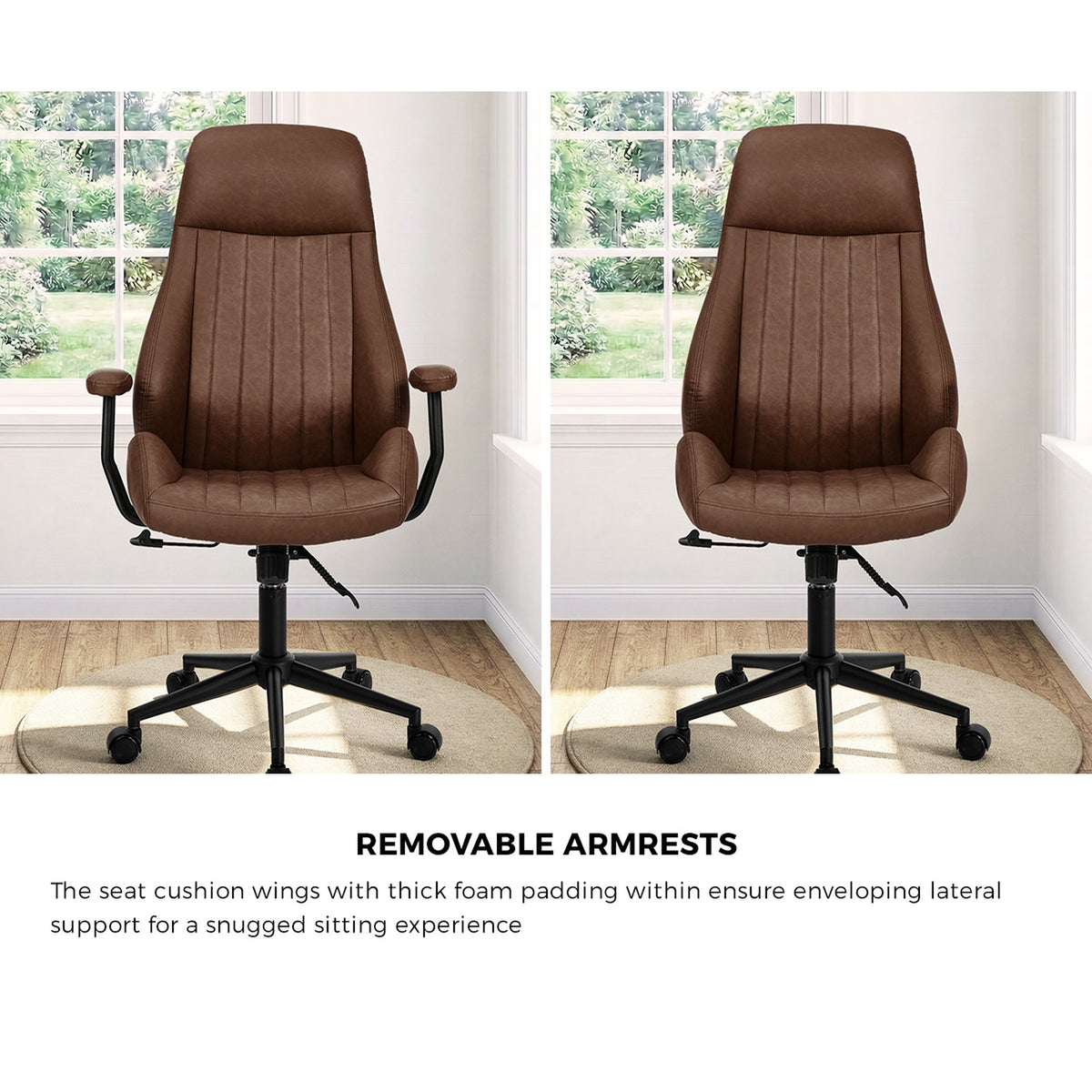 Oikiture Office Chair High Back Swivel Rolling Gaming Computer Chairs Dark Brown - Sunyee