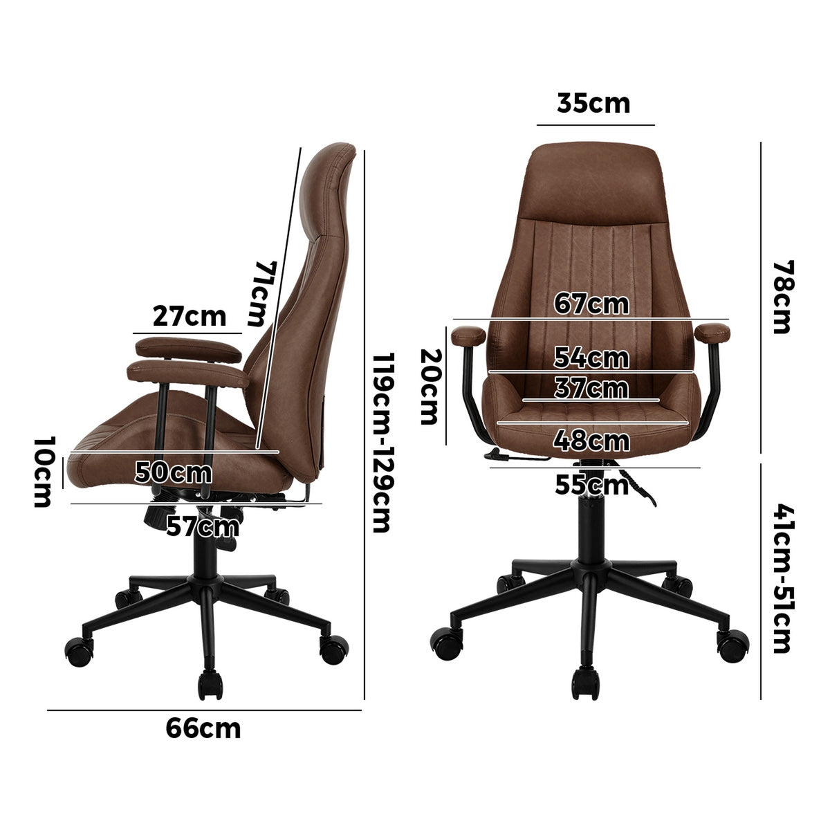 Oikiture Office Chair High Back Swivel Rolling Gaming Computer Chairs Dark Brown - Sunyee