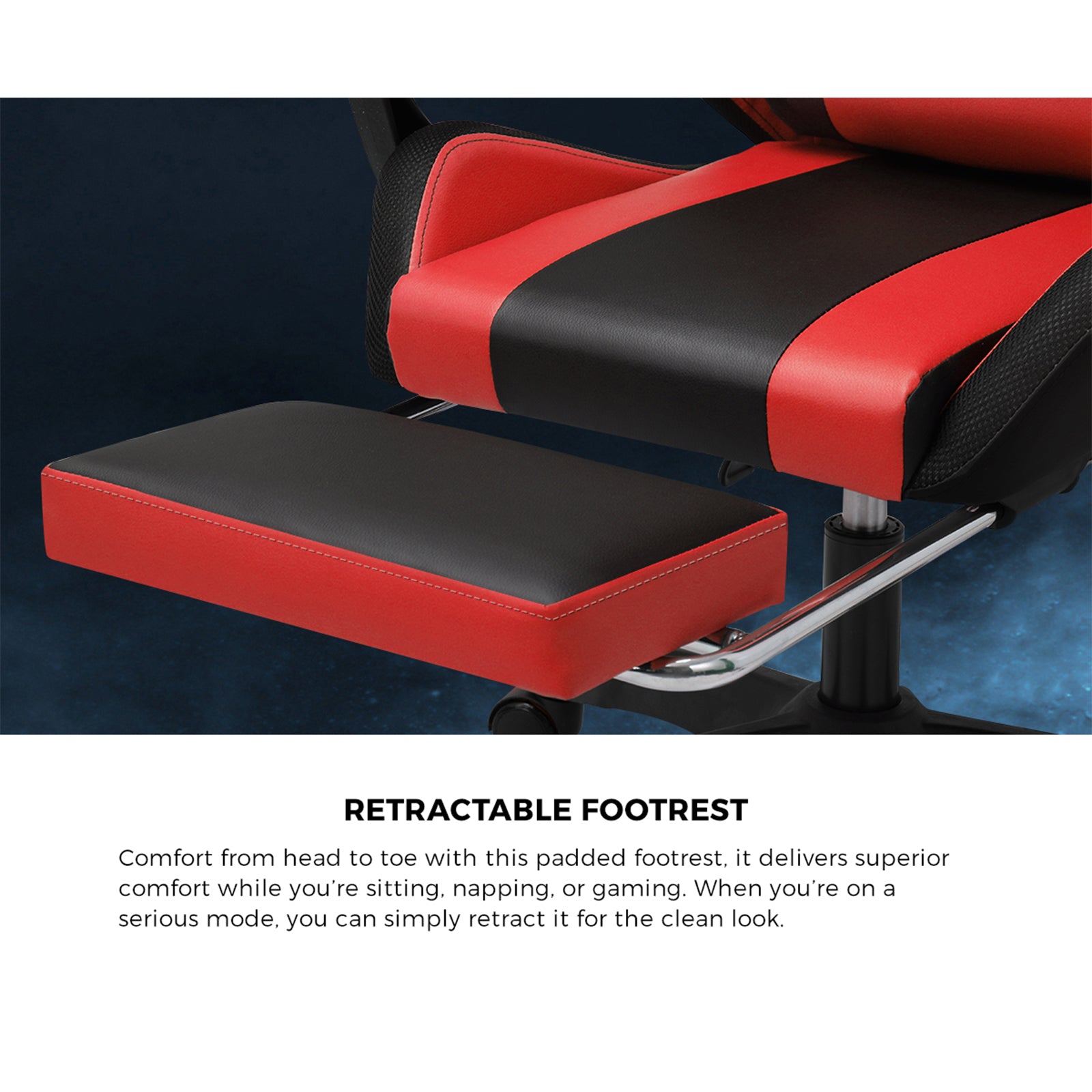 Oikiture Gaming Chair 7 RGB LED 8 Points Massage Racing Recliner Office Computer