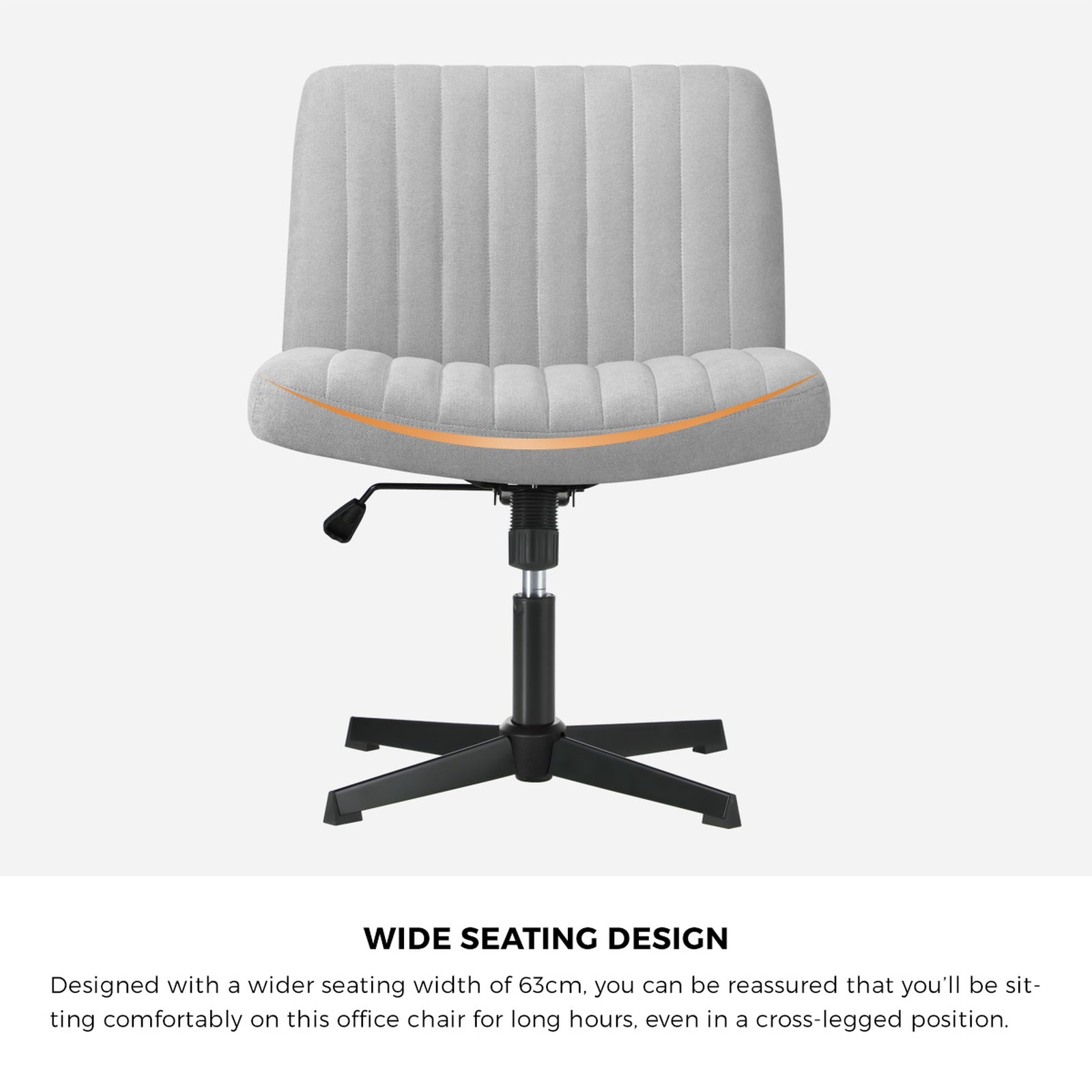 Oikiture Mid Back Armless Office Desk Chair Height Adjustable Wide Seat Grey - Sunyee