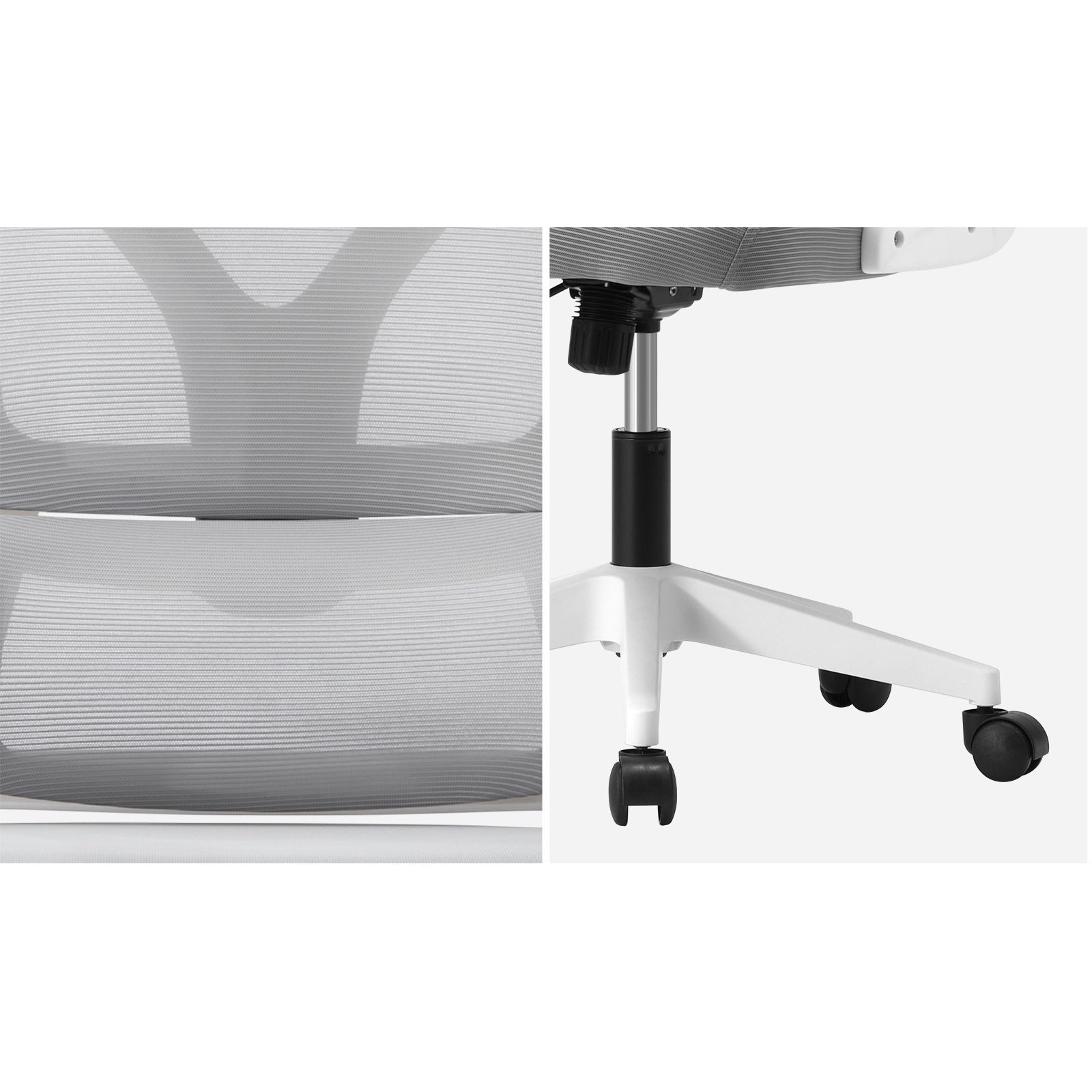 Oikiture Mesh Office Chair Adjustable Lumbar Support Reclining D-Shape White - Sunyee