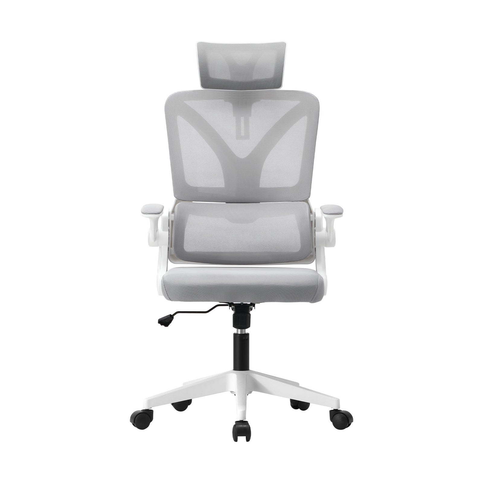 Oikiture Mesh Office Chair Adjustable Lumbar Support Reclining D-Shape White - Sunyee