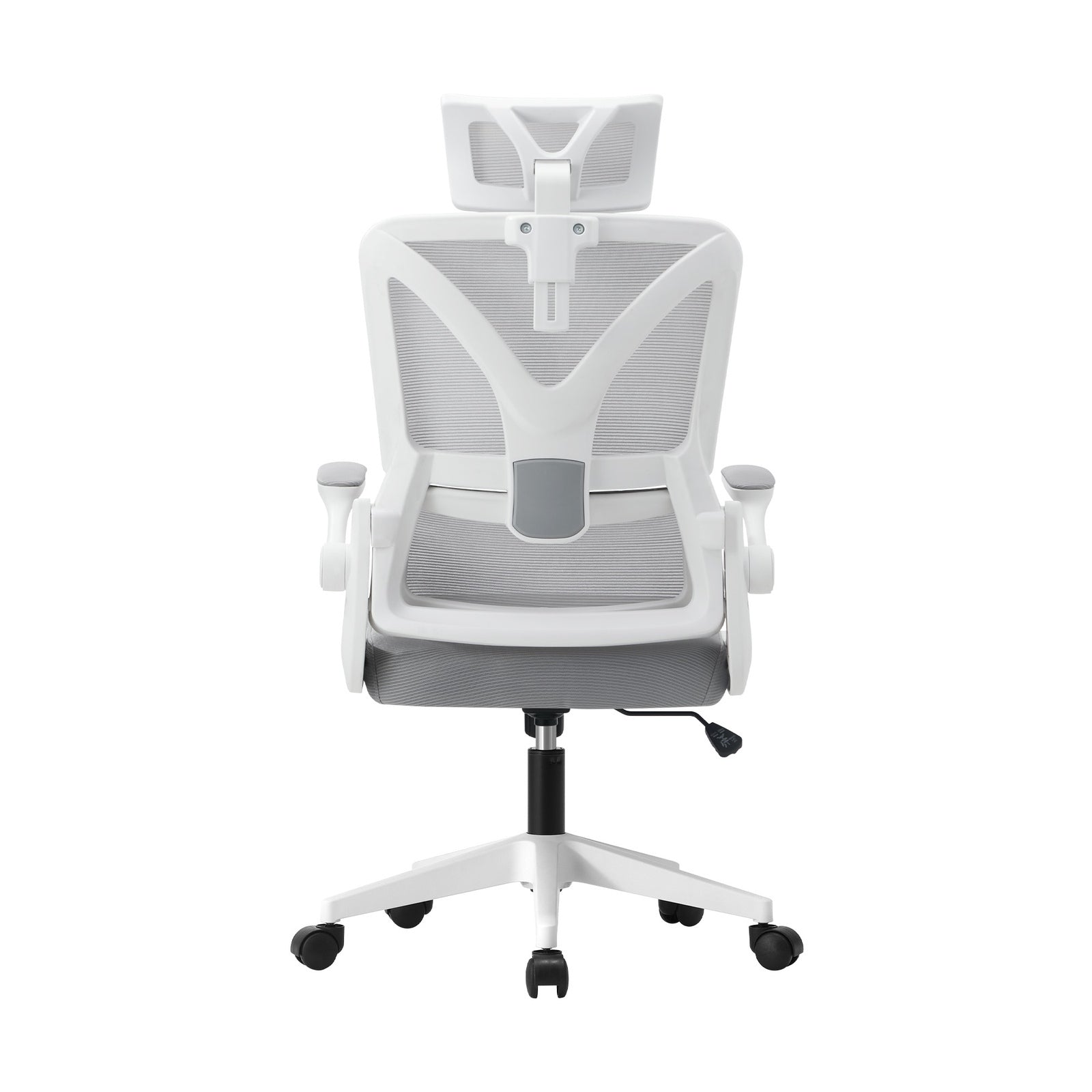 Oikiture Mesh Office Chair Adjustable Lumbar Support Reclining D-Shape White - Sunyee