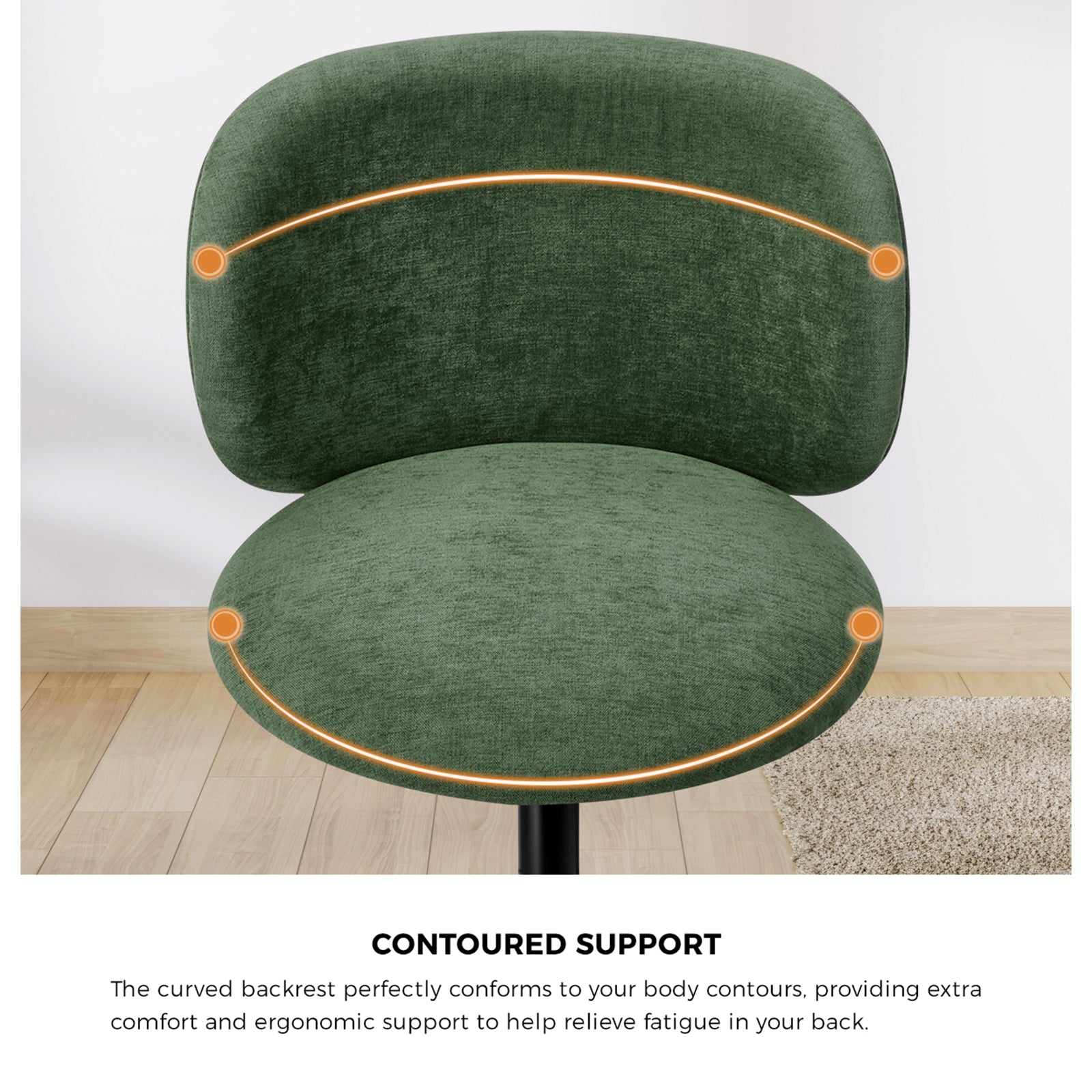 Oikiture Office Chair Armless Mid Back Swivel Ergonomic Chair Wheels Green - Sunyee
