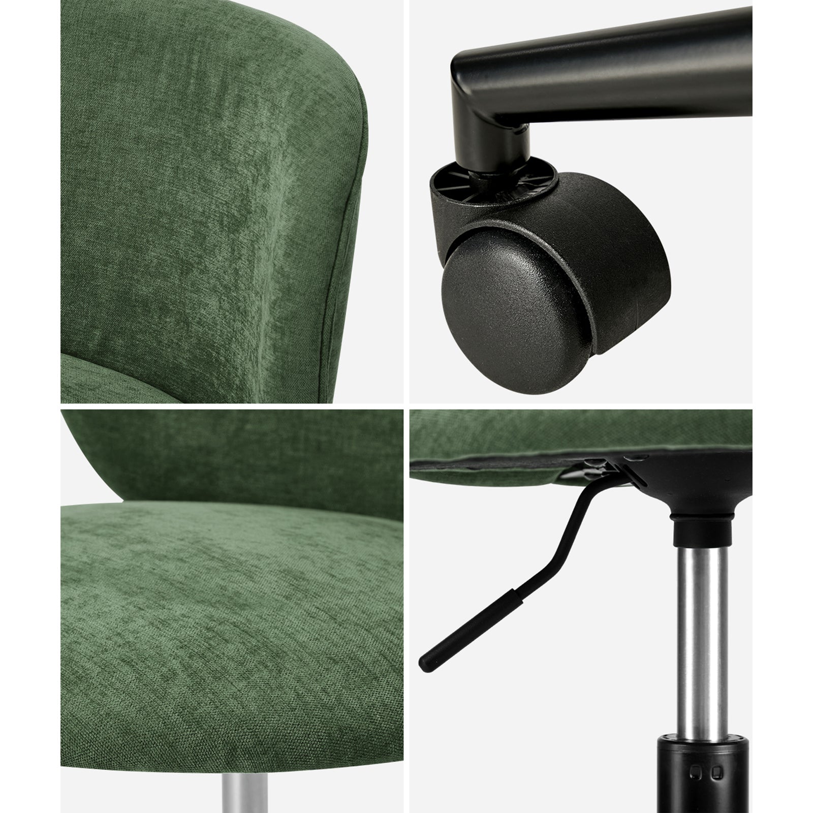 Oikiture Office Chair Armless Mid Back Swivel Ergonomic Chair Wheels Green - Sunyee