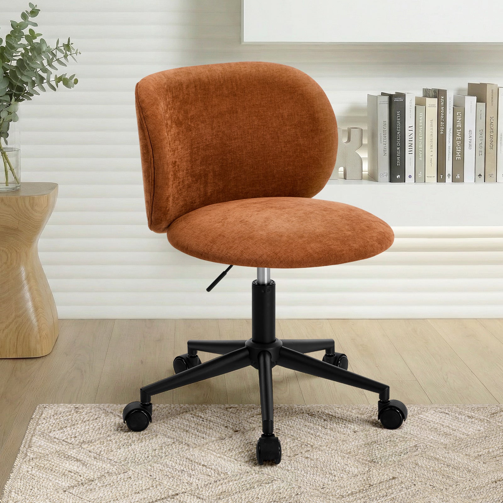 Oikiture Office Chair Armless Mid Back Swivel Ergonomic Chair Wheels Orange - Sunyee