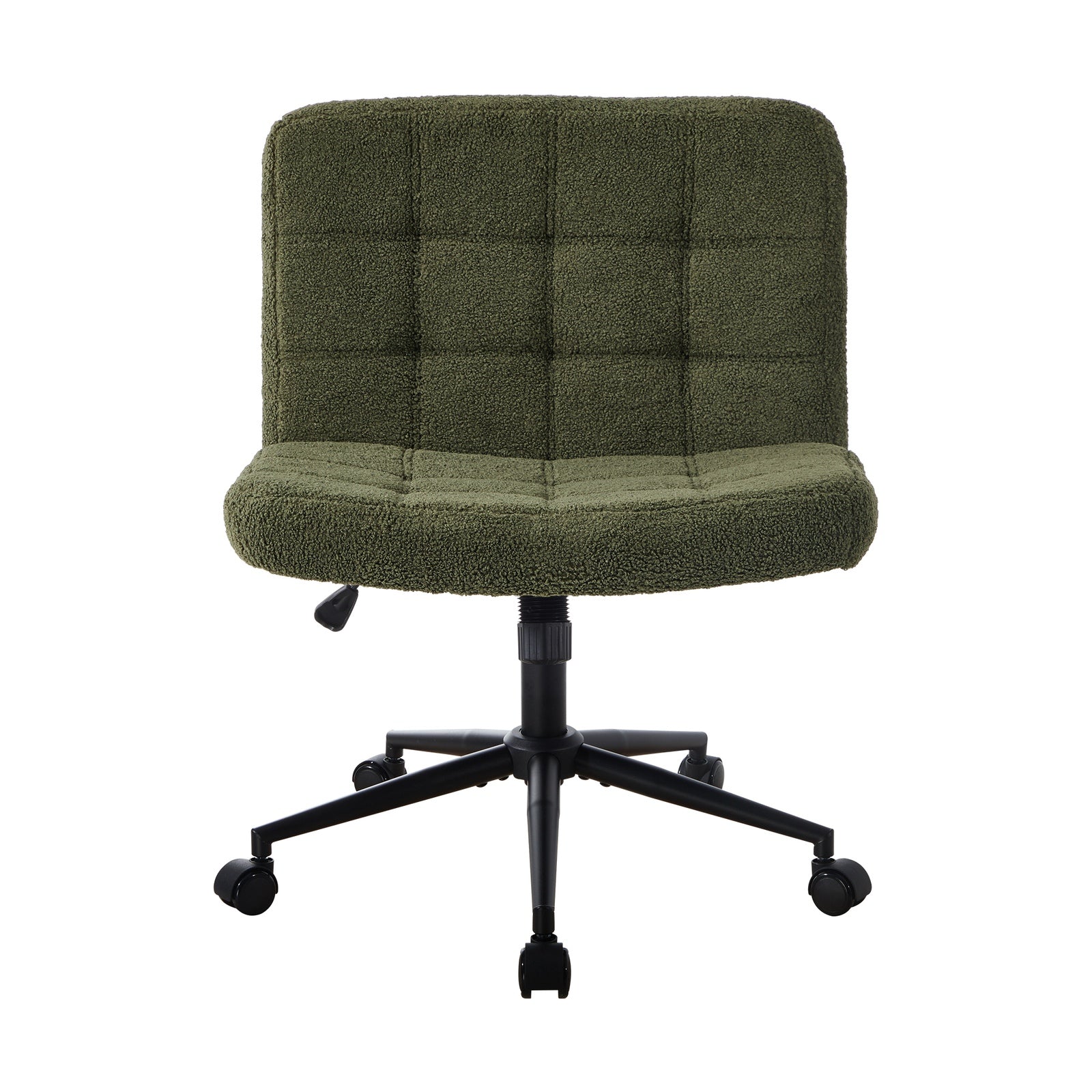 Oikiture Mid Back Armless Office Desk Chair Wide Seat Boucle Green with Wheels - Sunyee