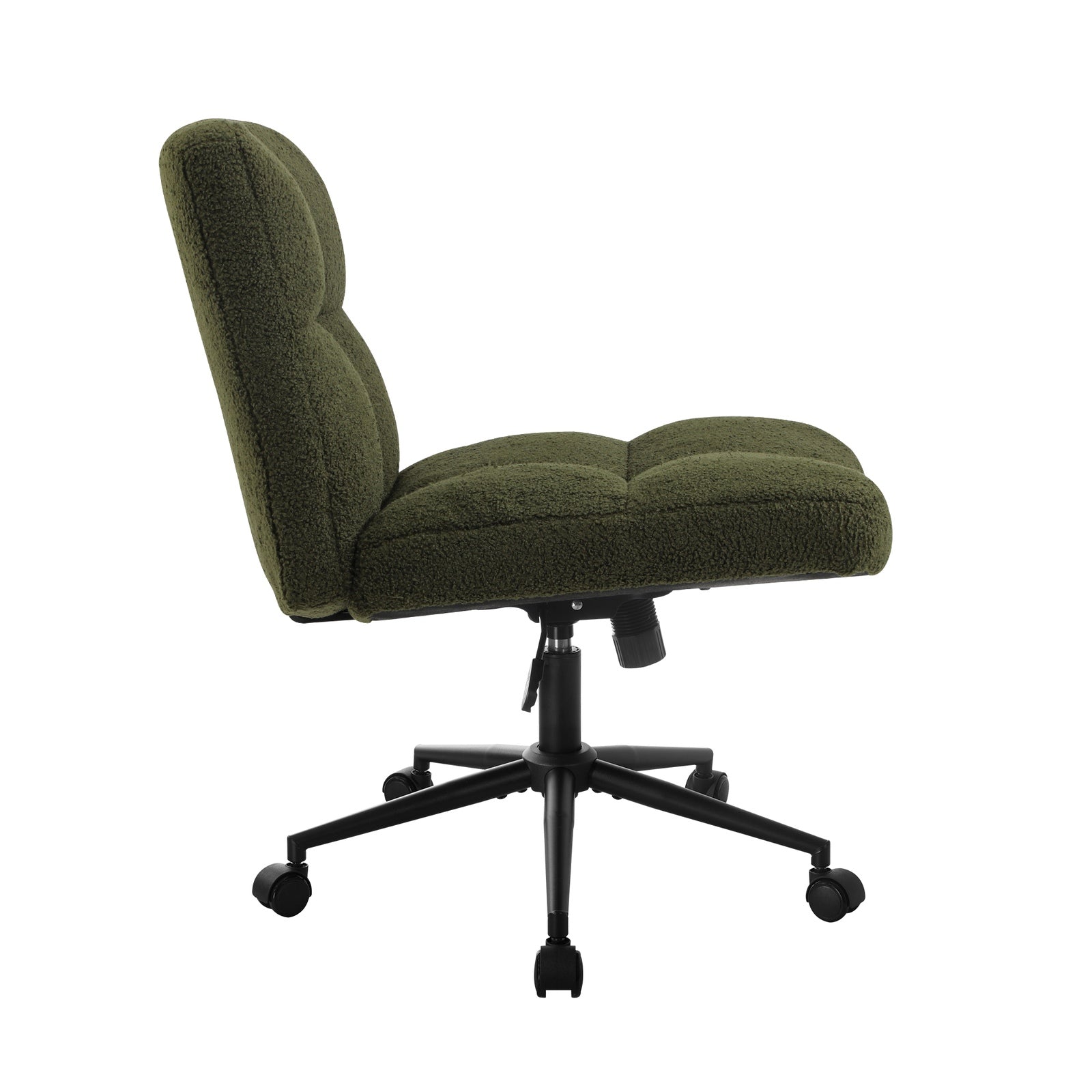 Oikiture Mid Back Armless Office Desk Chair Wide Seat with Wheels Boucle Green - Sunyee
