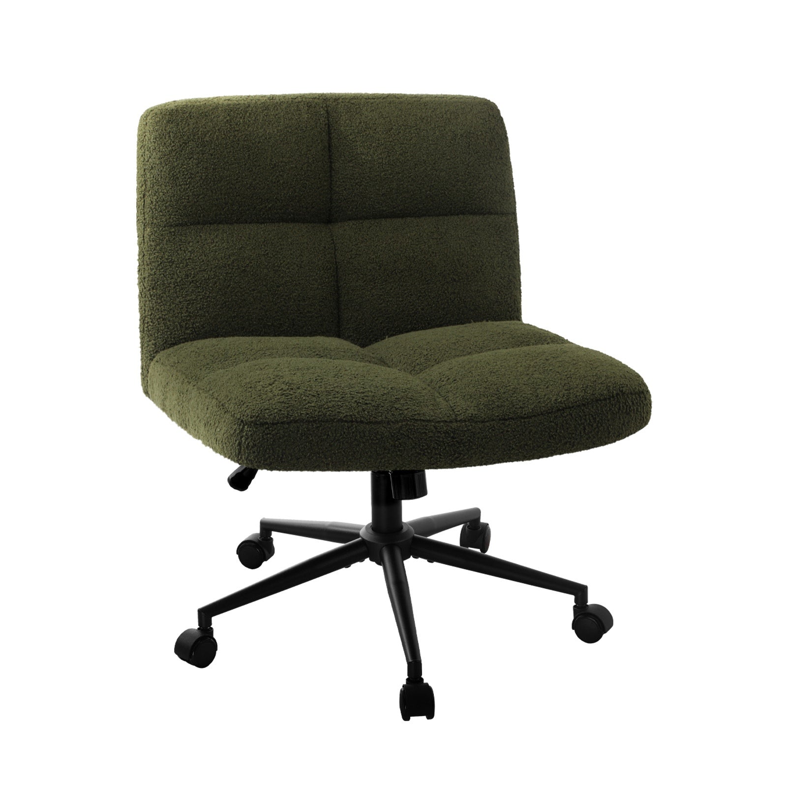 Oikiture Mid Back Armless Office Desk Chair Wide Seat with Wheels Boucle Green - Sunyee