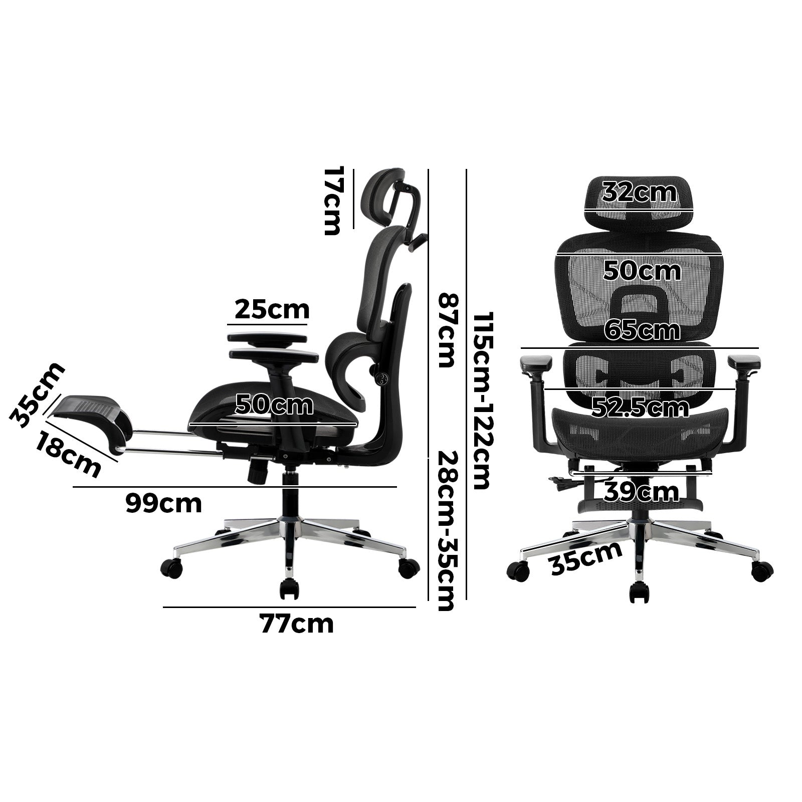 Oikiture Ergonomic Office Chair Mesh Executive Seat Computer Chairs Black - Sunyee