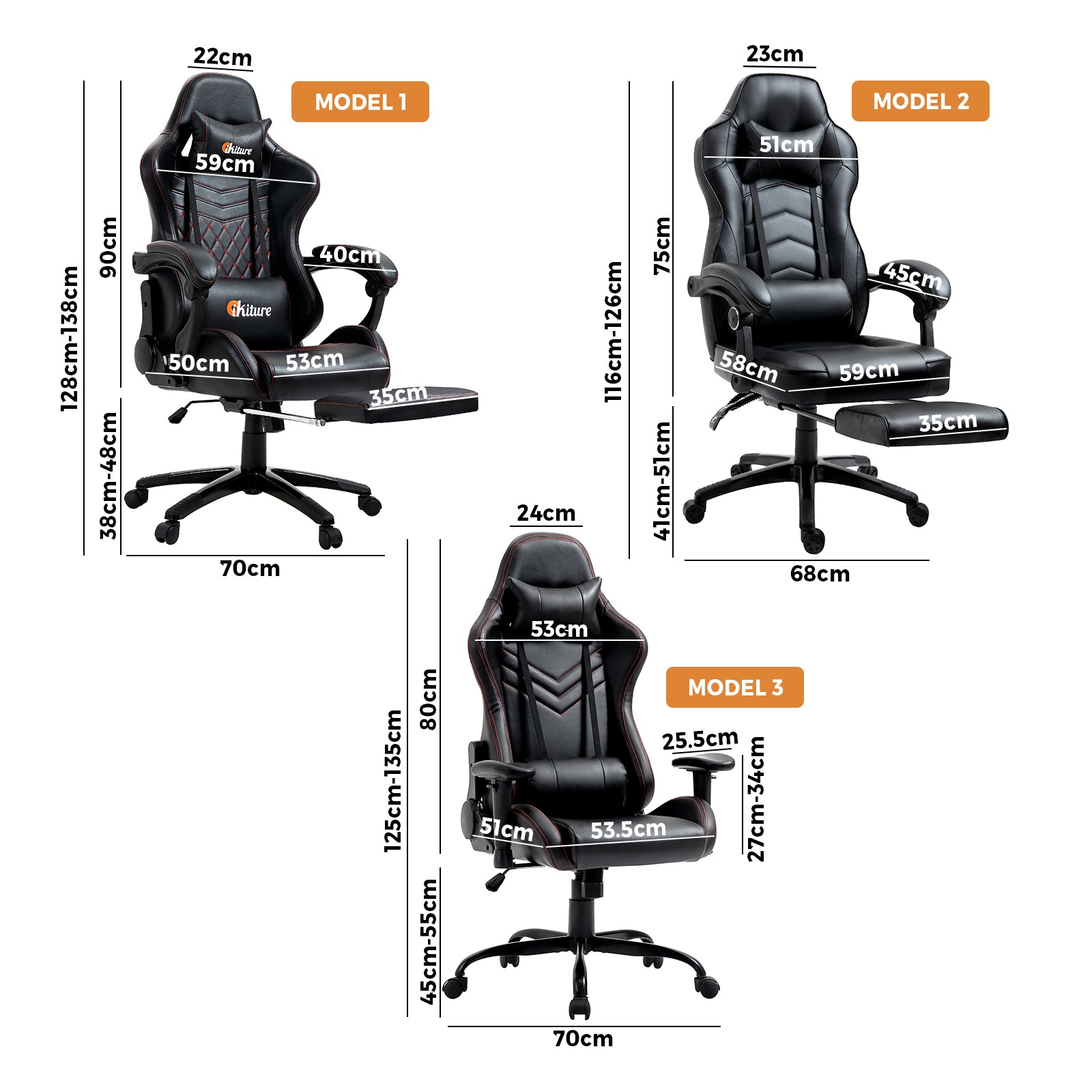 Oikiture Gaming Chair Office Chairs Computer Footrest Executive Seat PU Leather - Sunyee