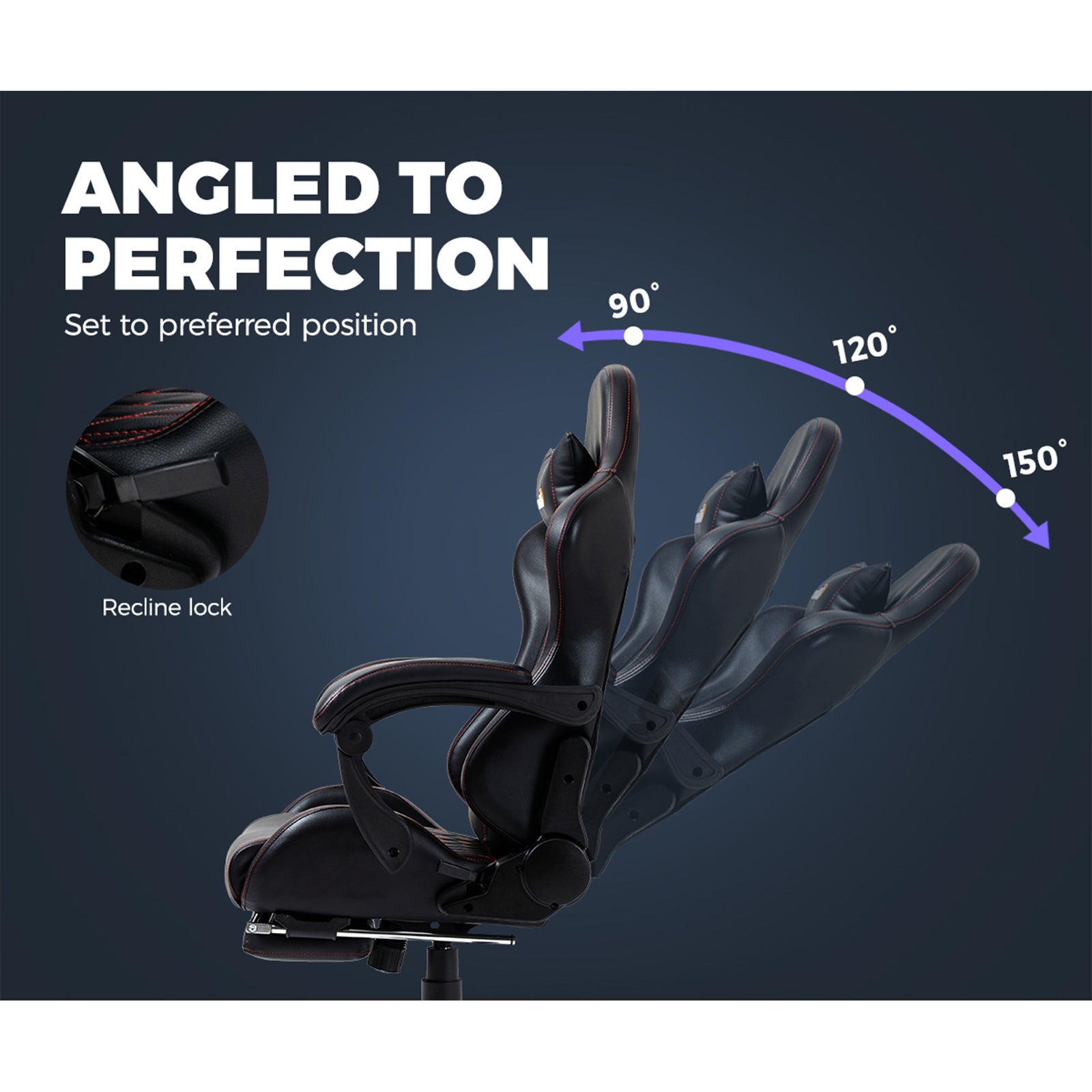 Oikiture Gaming Chair Office Executive Chairs Footrest Computer Seat PU Leather - Sunyee