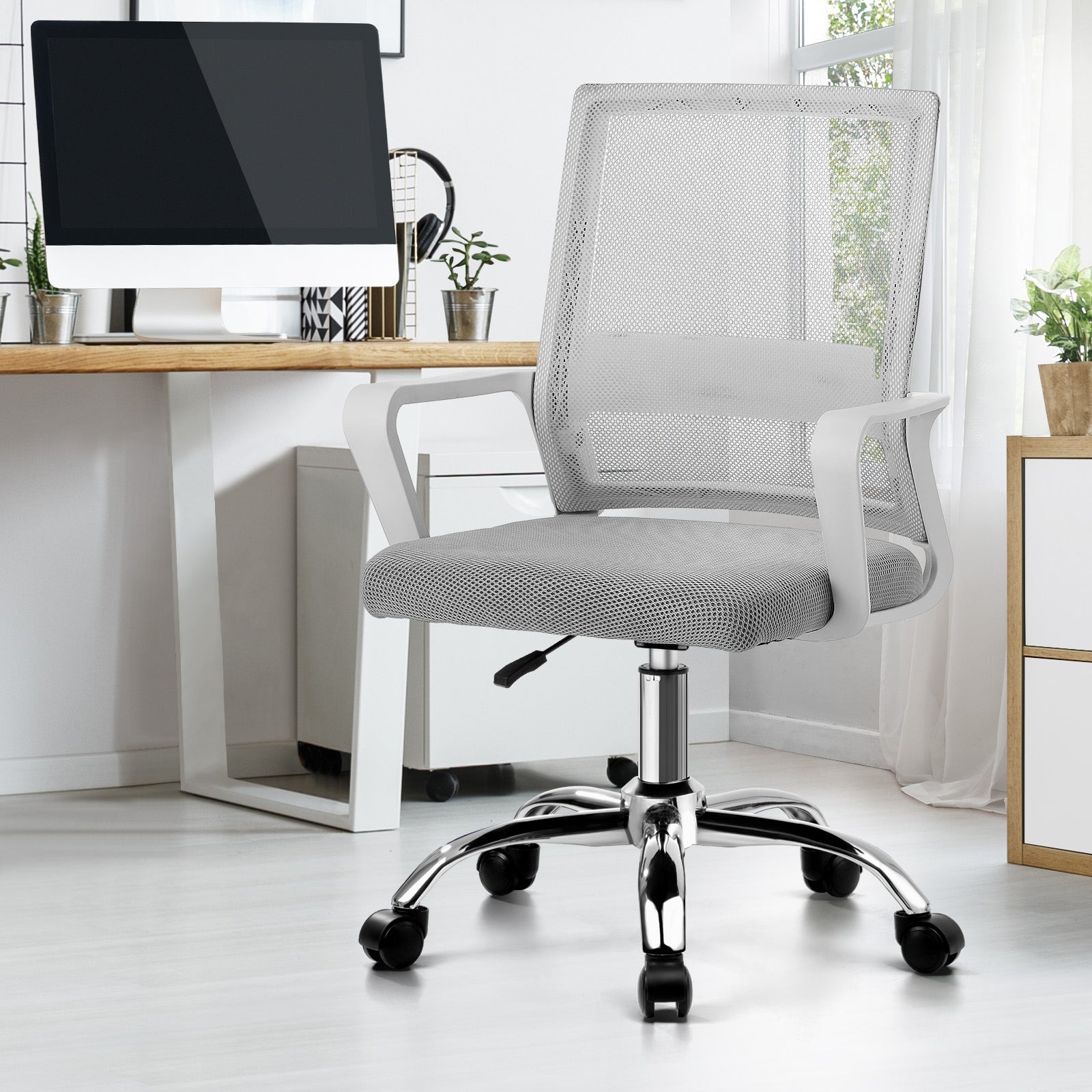 Oikiture Mesh Office Chair Executive Computer Seat Study Work Gaming White - Sunyee
