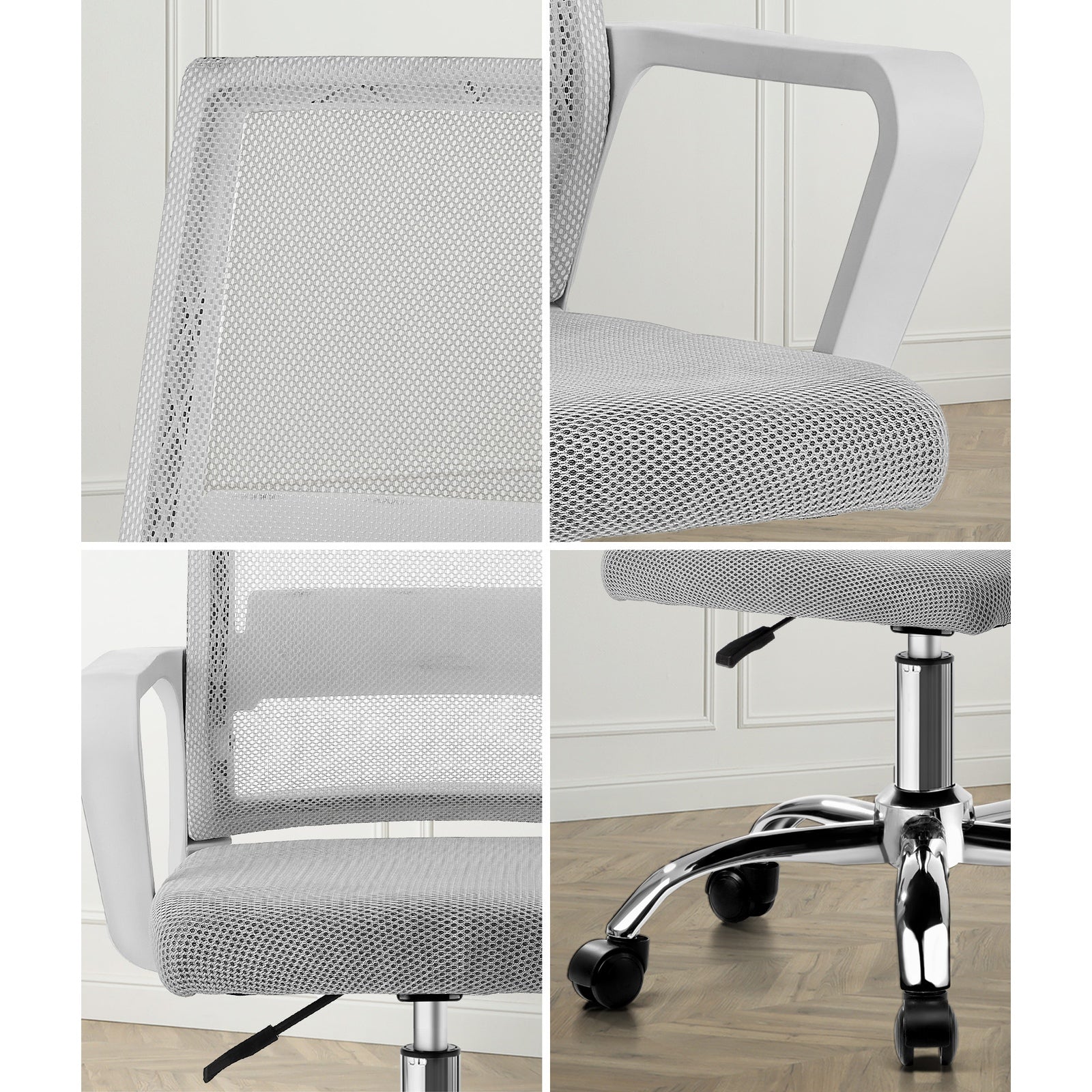 Oikiture Mesh Office Chair Executive Computer Seat Study Work Gaming White - Sunyee