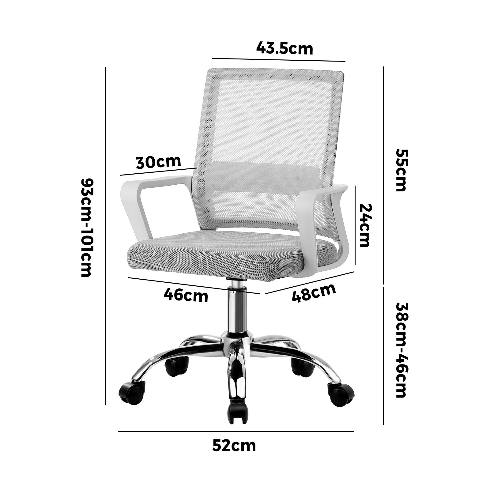 Oikiture Mesh Office Chair Executive Computer Seat Study Work Gaming White - Sunyee