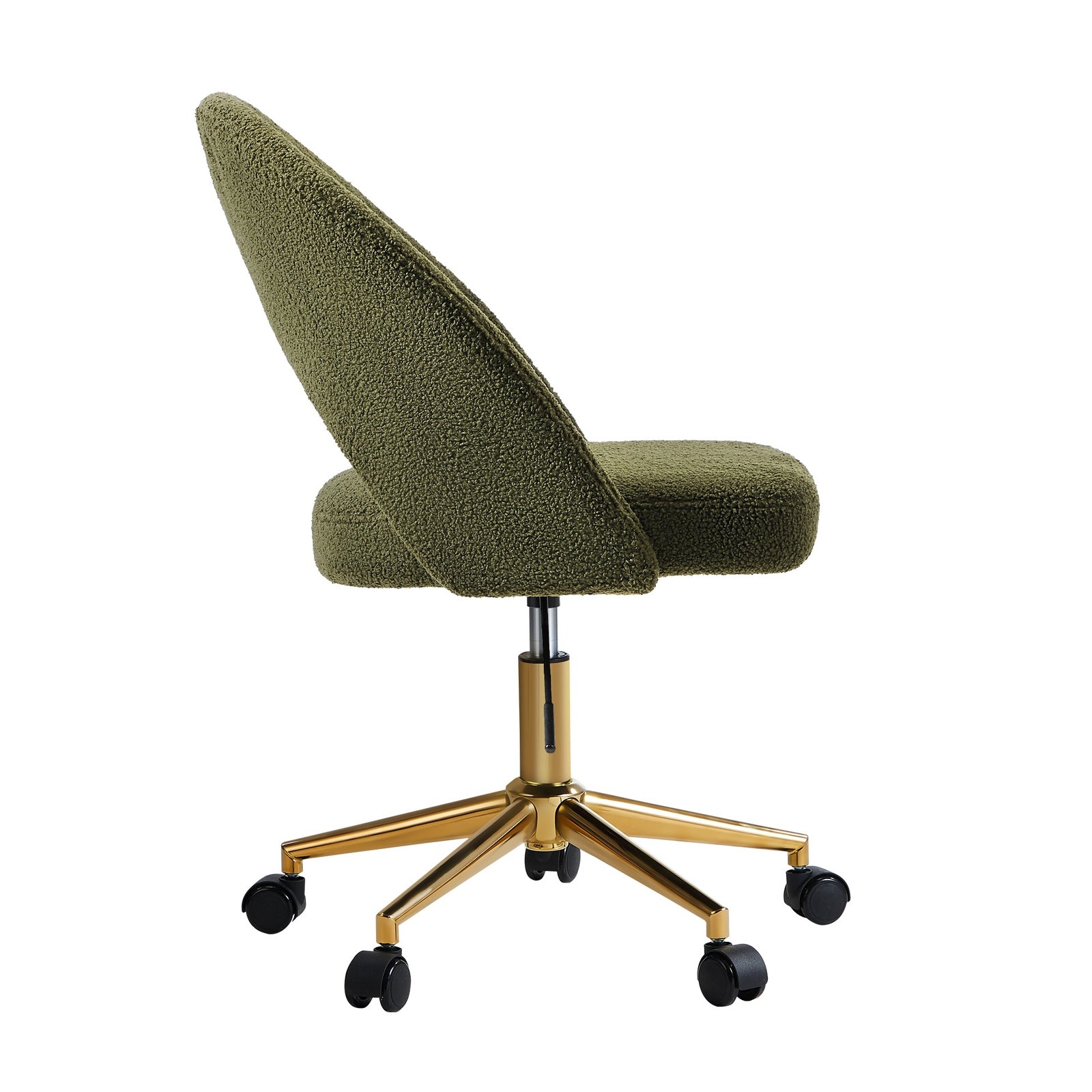 Oikiture High Back Hollow Armless Home Office Chair Boucle Green&Gold - Sunyee