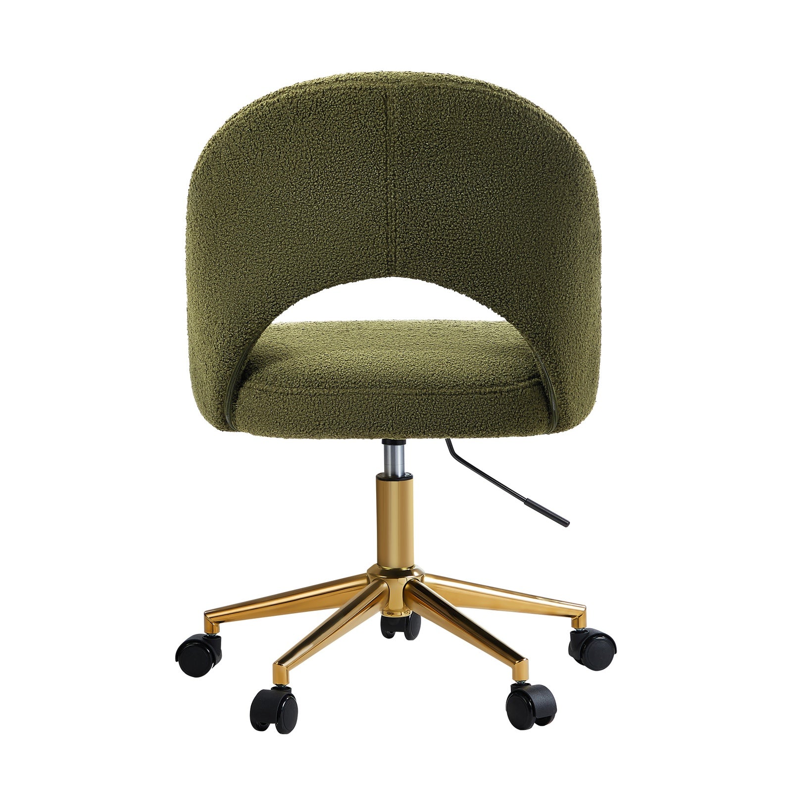 Oikiture High Back Hollow Armless Home Office Chair Boucle Green&Gold - Sunyee