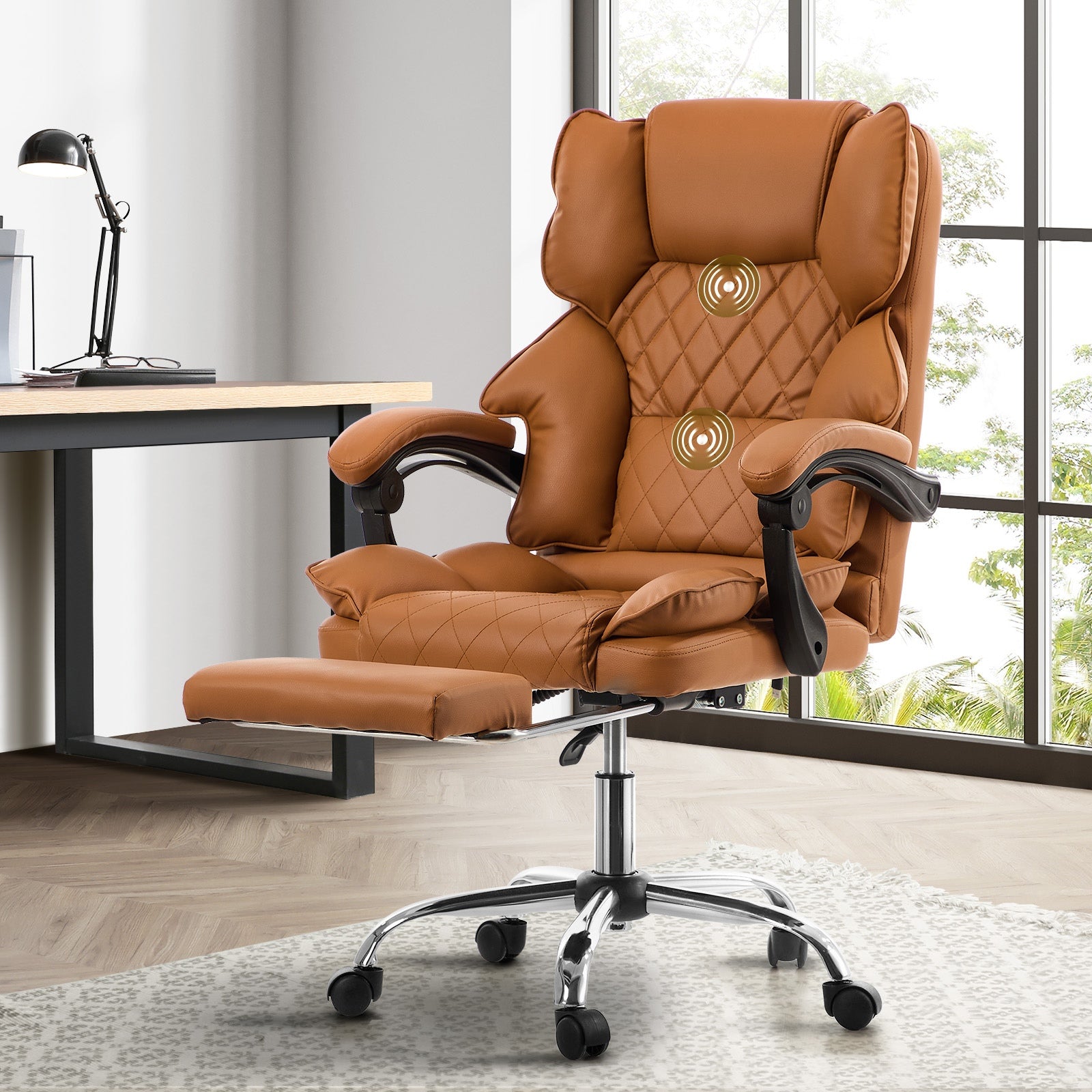 Oikiture Massage Office Chair Recliner Racing Chairs PU Footrest