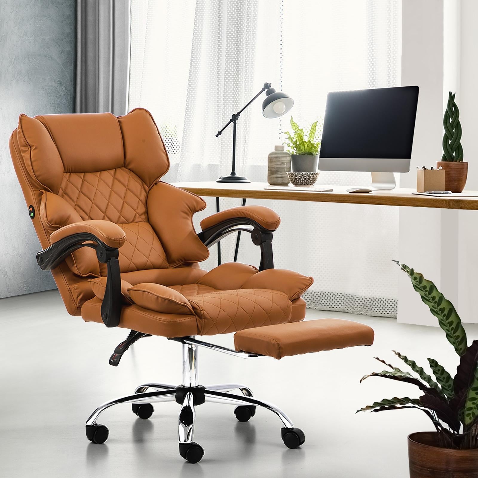 Oikiture Massage Office Chair Recliner Racing Chairs PU Footrest