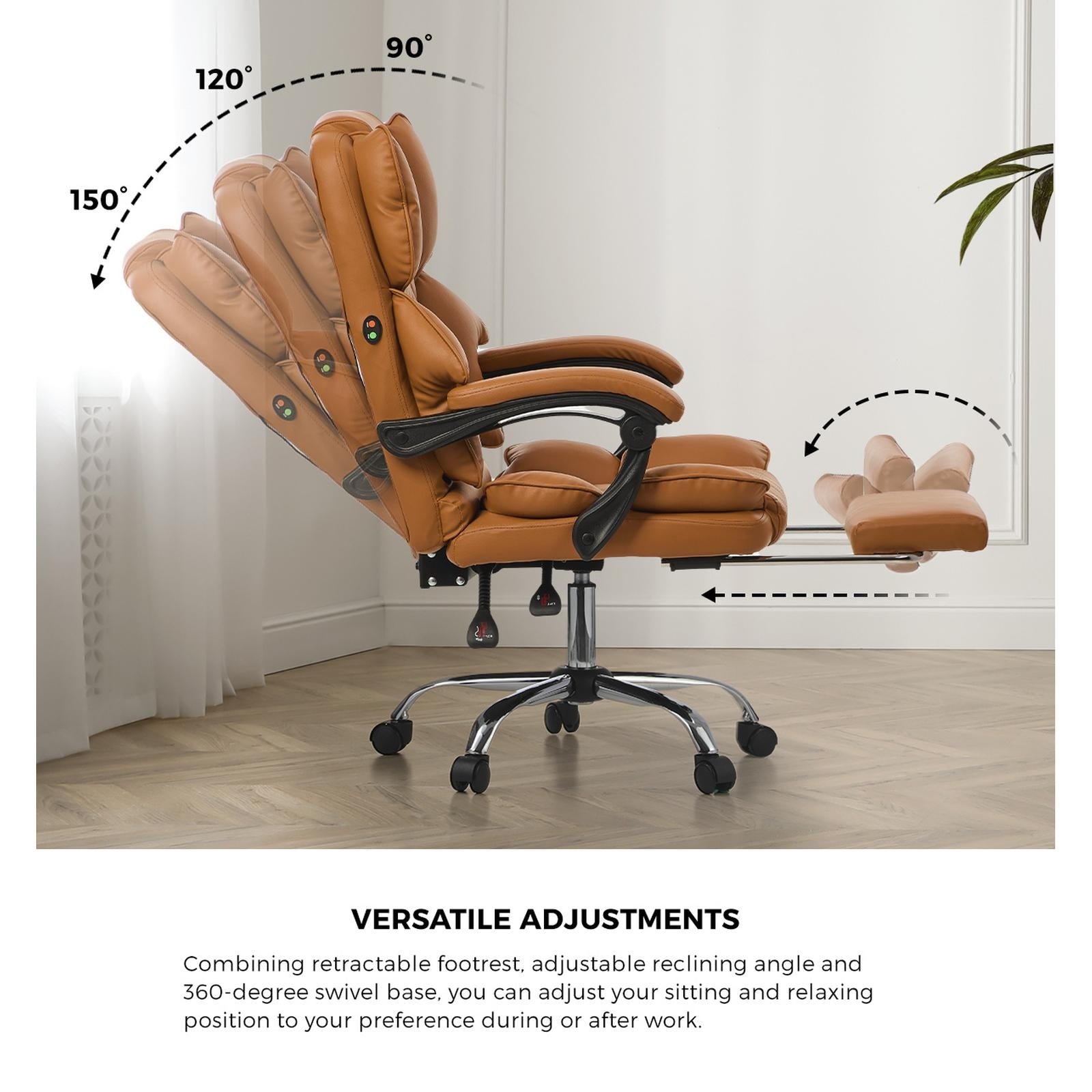 Oikiture Massage Office Chair Recliner Racing Chairs PU Footrest