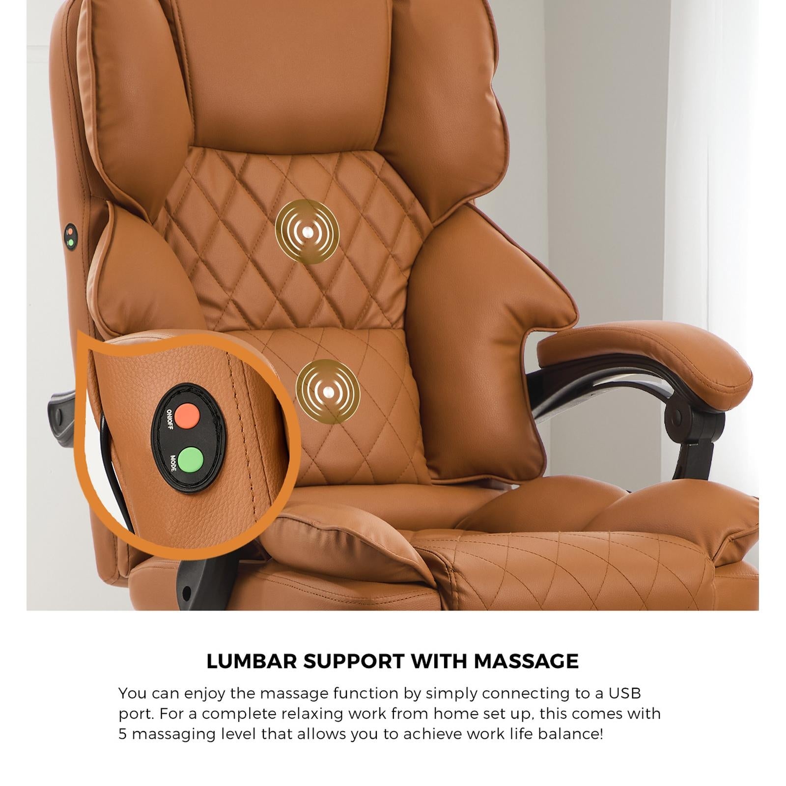 Oikiture Massage Office Chair Recliner Racing Chairs PU Footrest