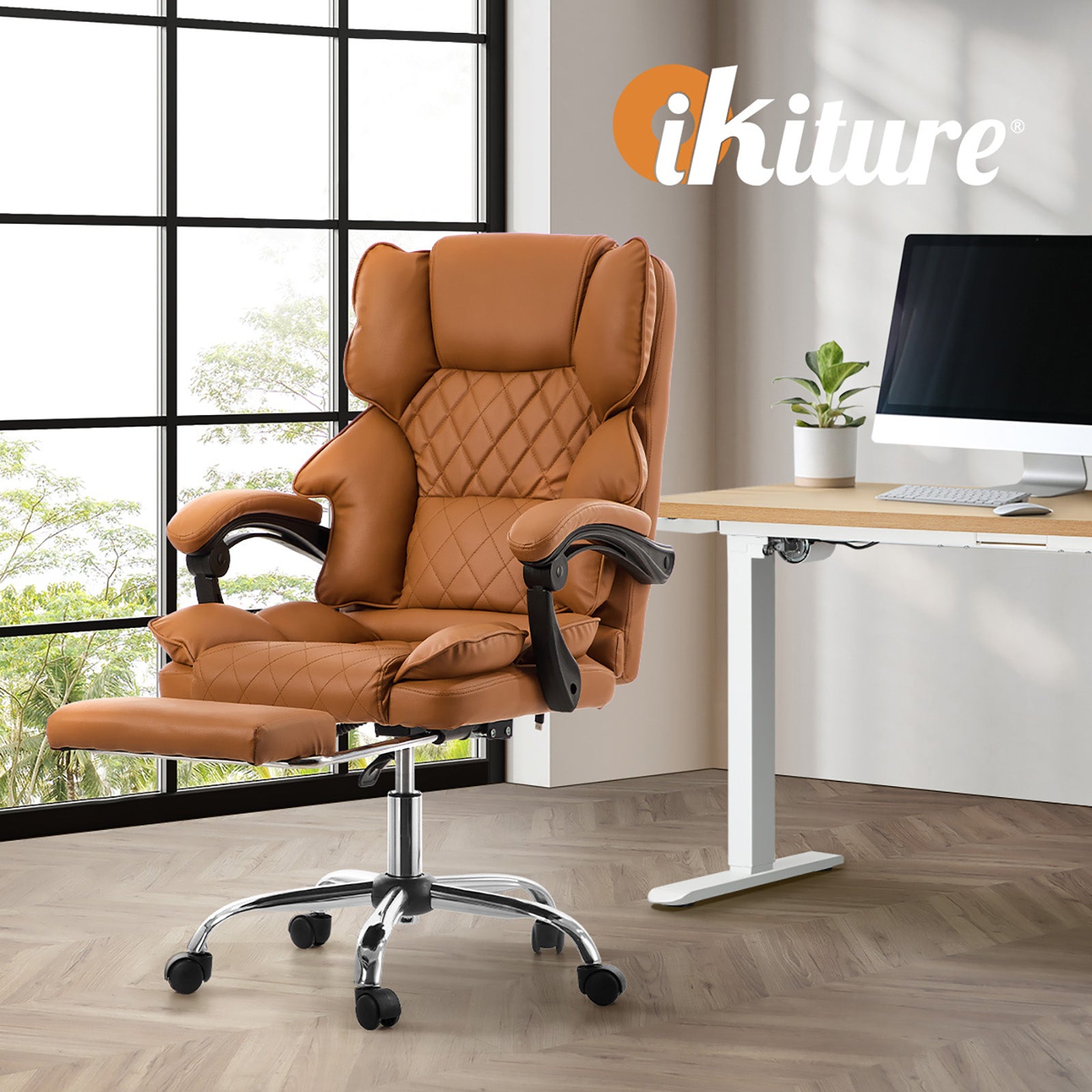 Oikiture Massage Office Chair Recliner Racing Chairs PU Footrest