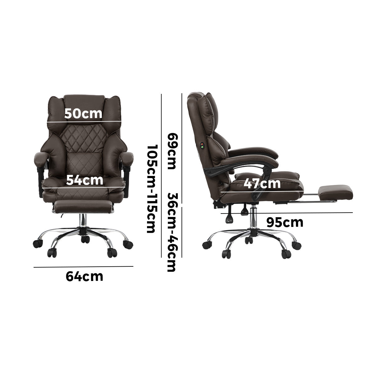 Oikiture Massage Office Chair Recliner Racing Computer Chairs PU Chocolate