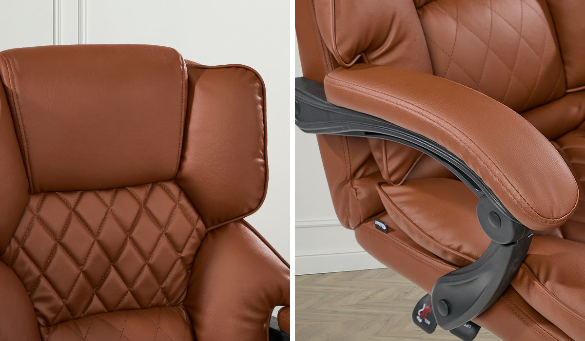 Oikiture Massage Office Chair PU Leather Adjustable Computer Gaming Dark Brown