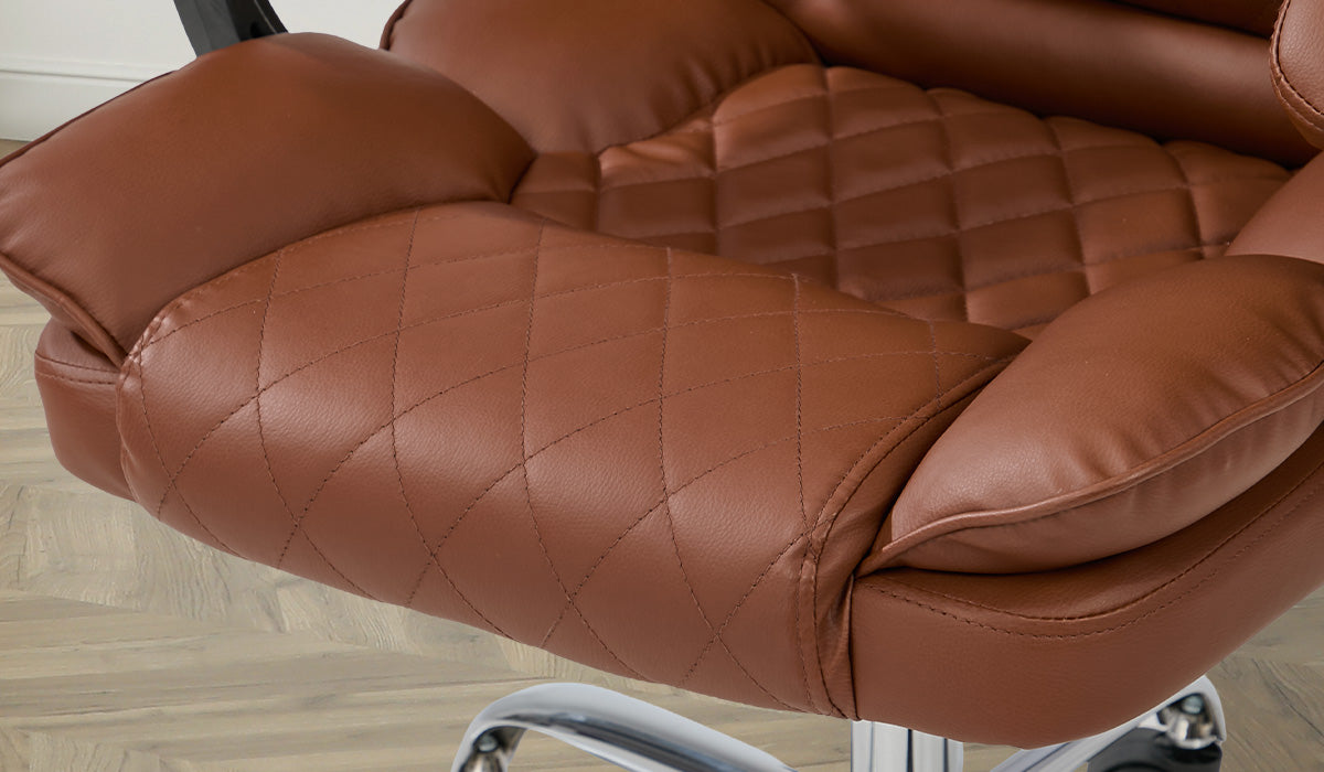 Oikiture Massage Office Chair PU Leather Adjustable Computer Gaming Dark Brown