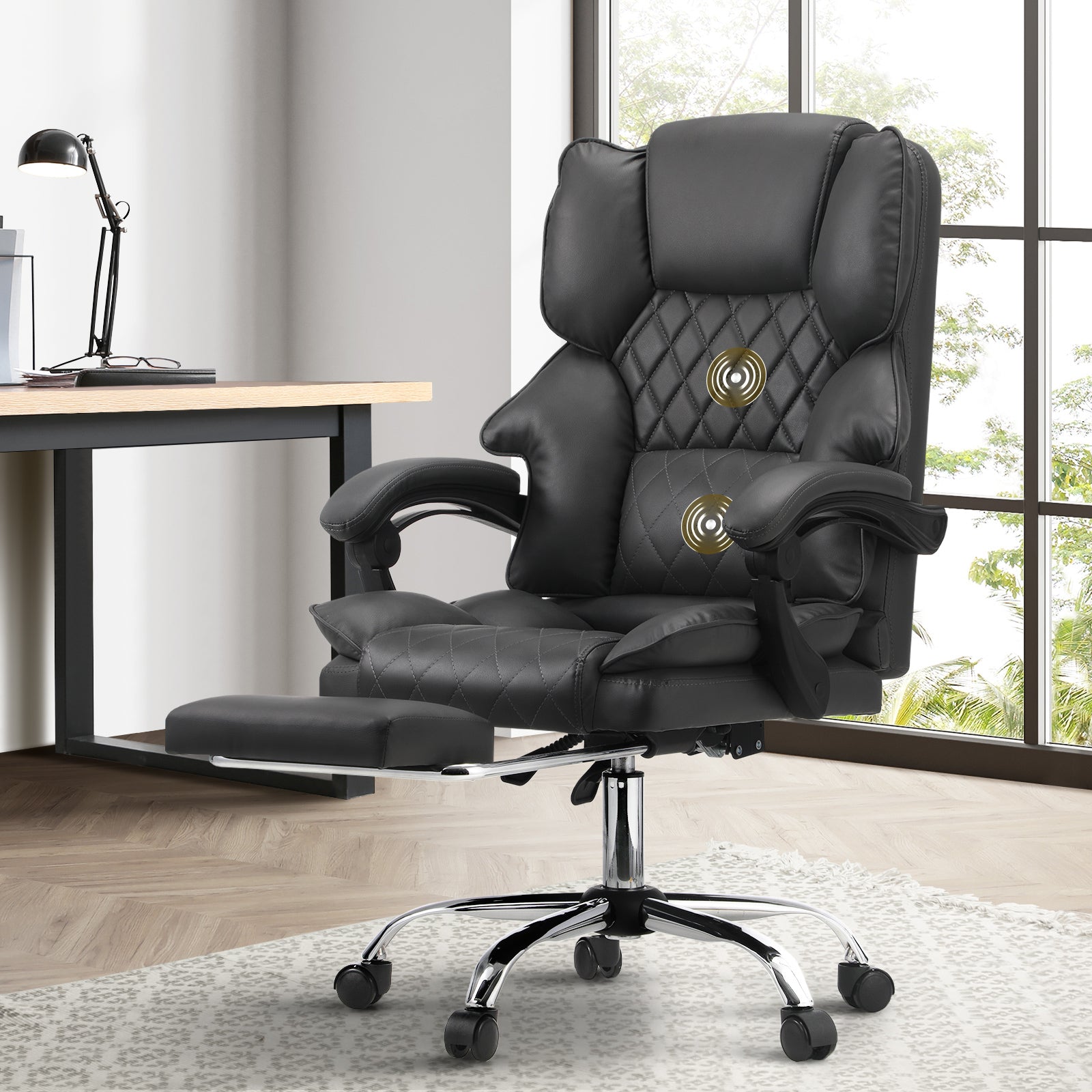 Oikiture Massage Office Chair Recliner Racing Chairs PU Footrest